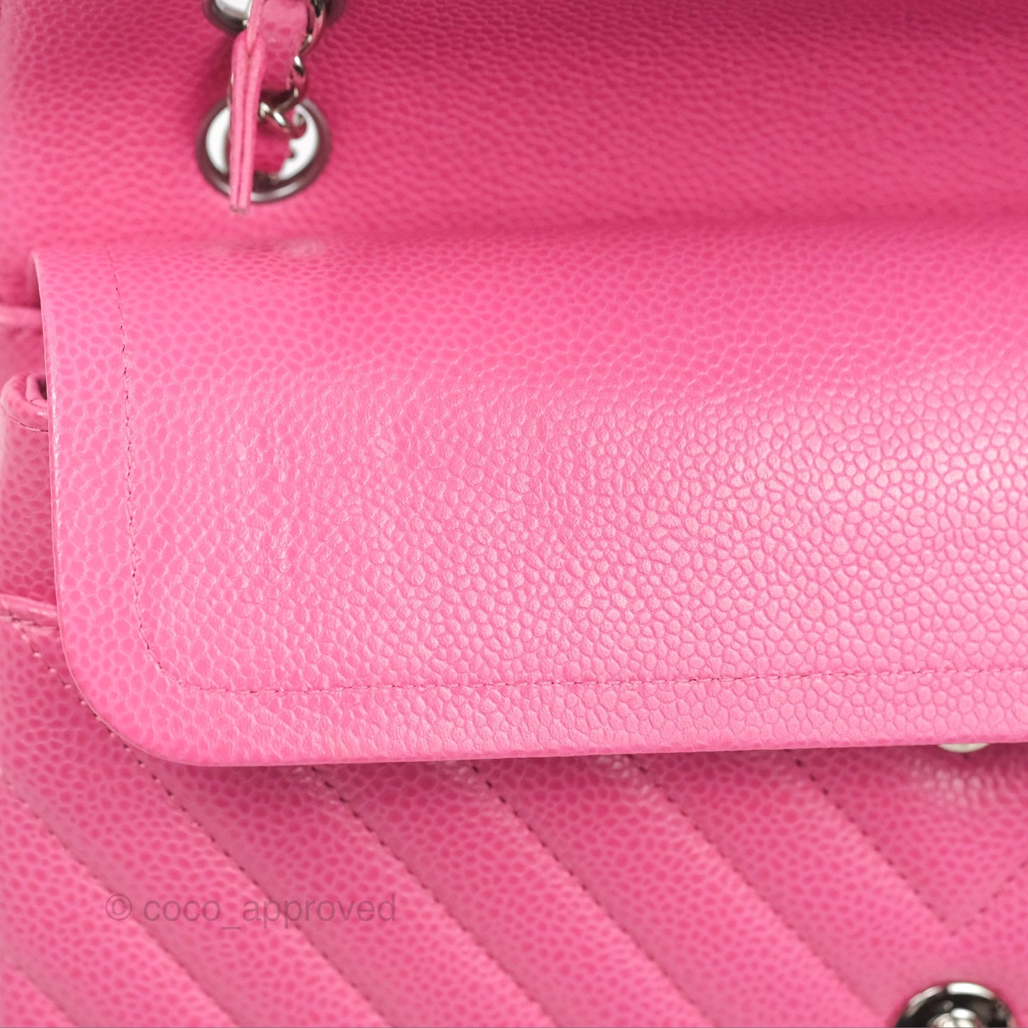 Chanel Medium Classic Flap Chevron Pink Caviar Silver Hardware