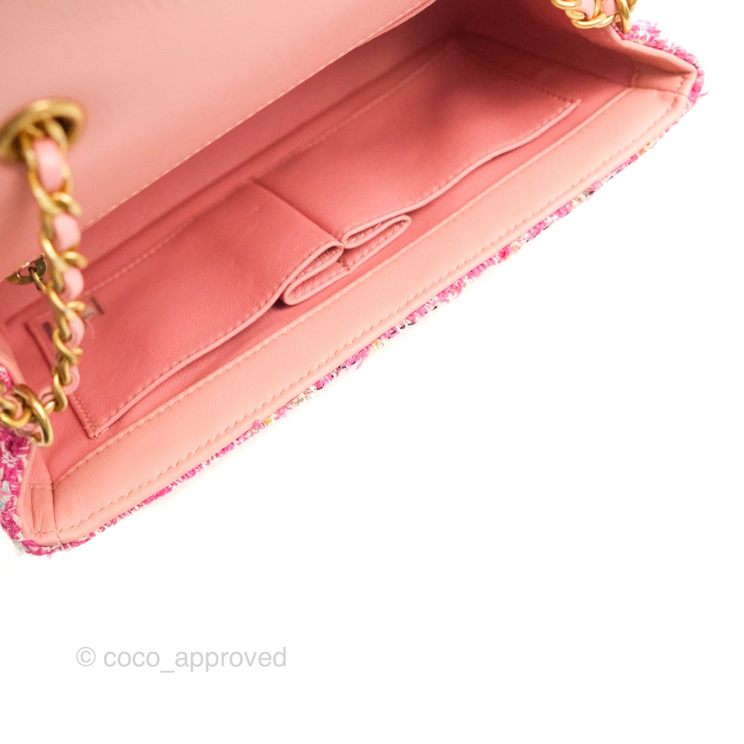 Chanel Quilted Small CC Filigree Flap Pink Tweed