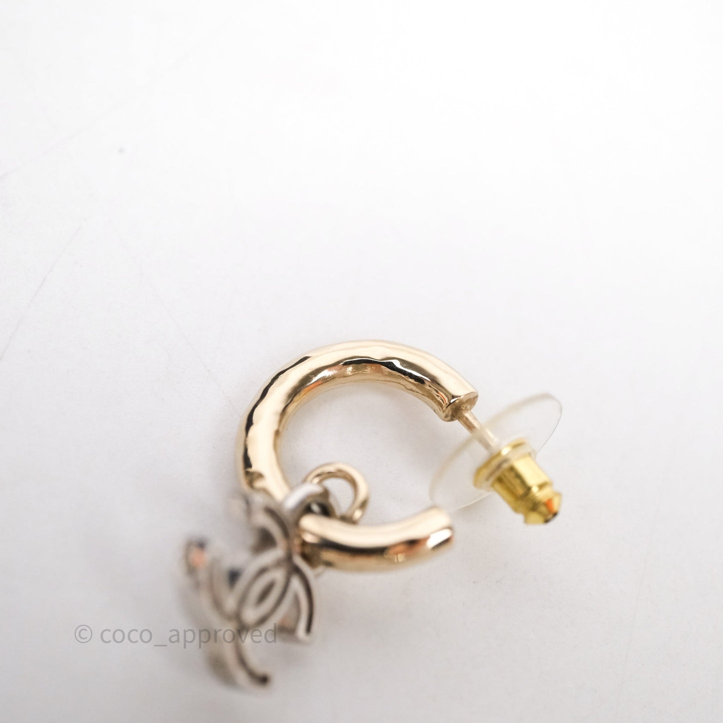 Chanel CC Hoop Logo Crystals Gold Earrings 22S