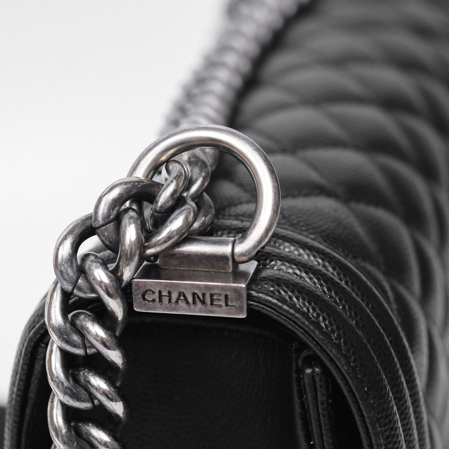 Chanel Medium Boy Quilted Black Caviar Ruthenium Hardware