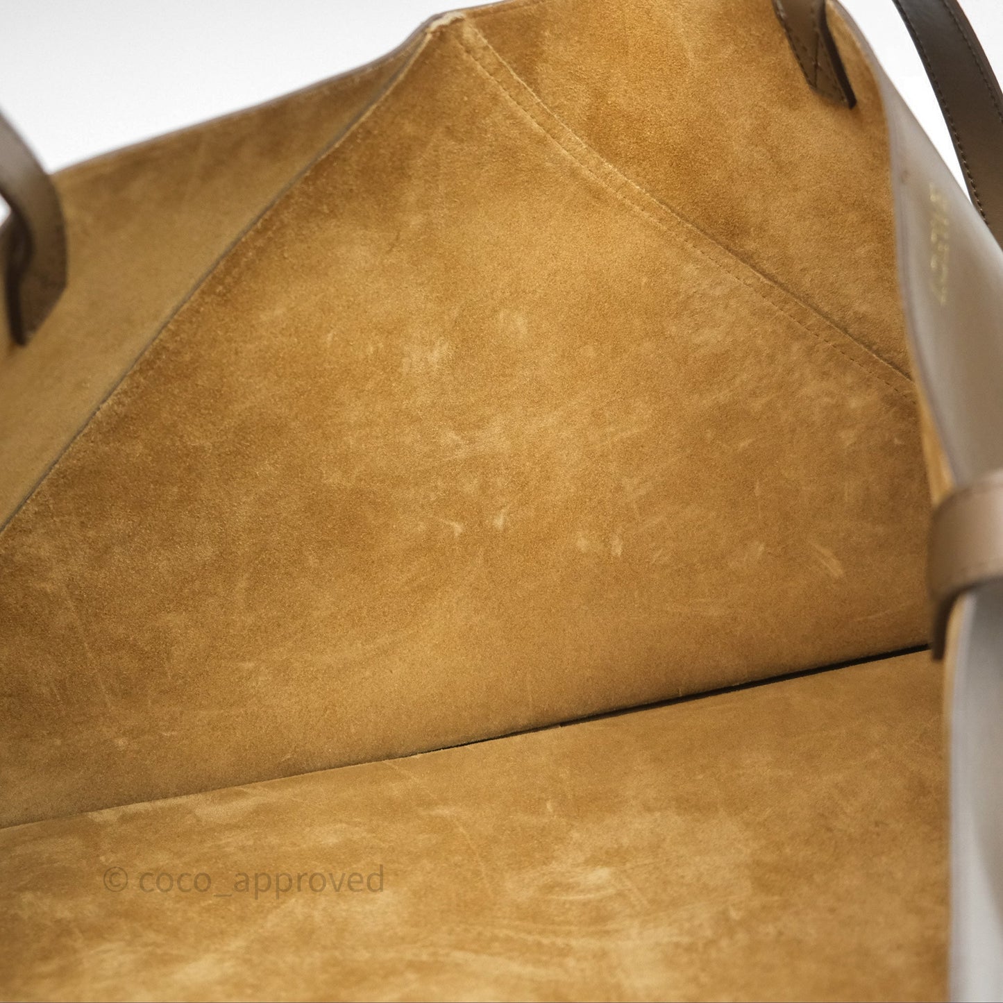 Loewe XL Puzzle Fold Tote In Shiny Calfskin Umber