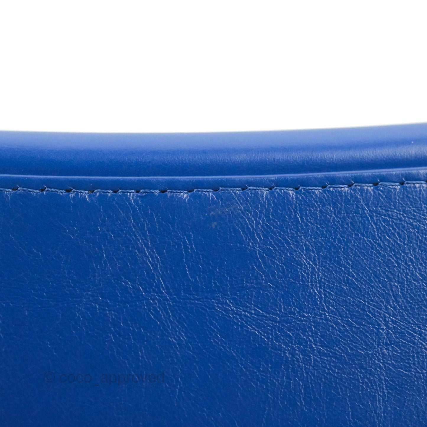 Chanel New Medium Gabrielle Blue Logo Handle Aged Calfskin Mixed Hardware