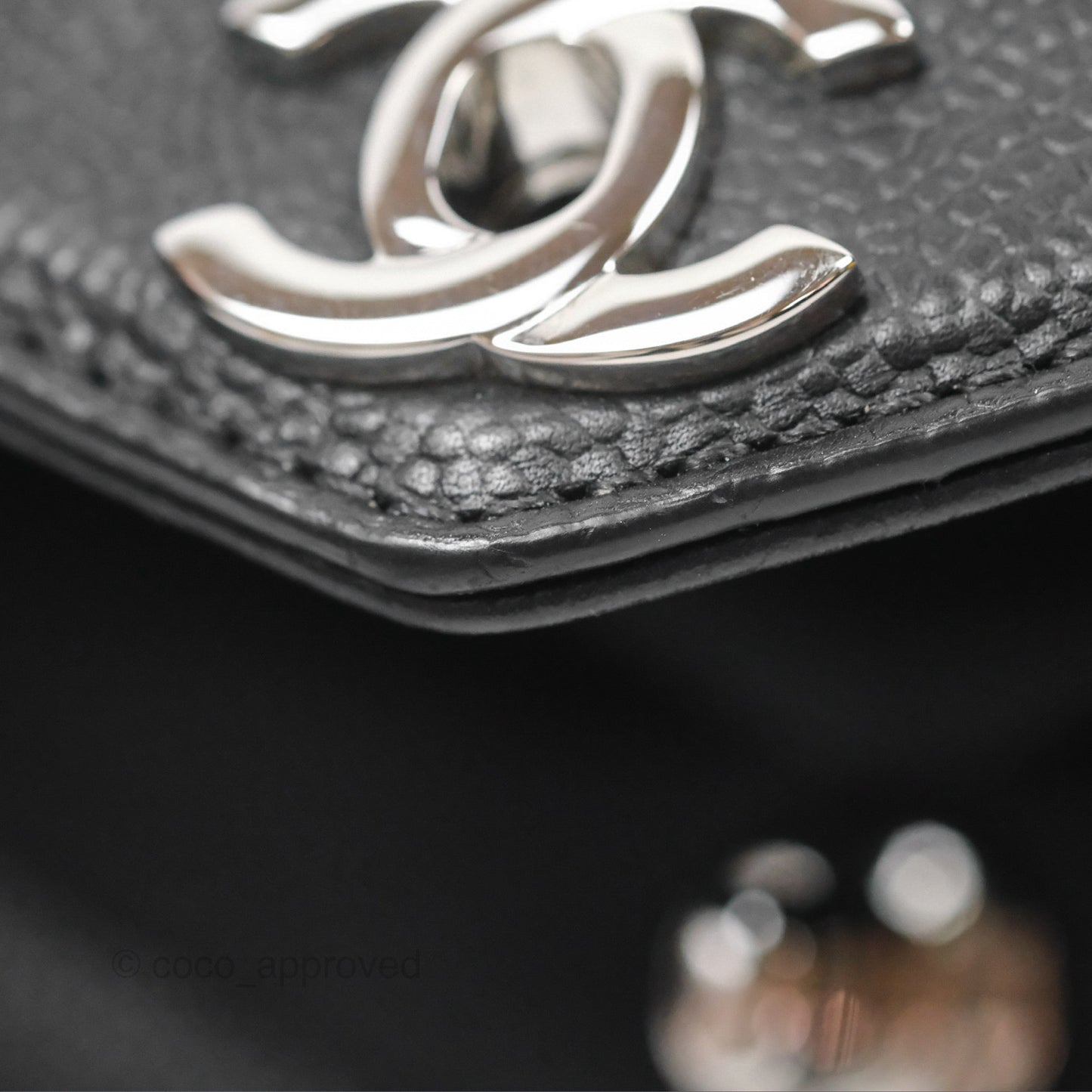 Chanel Chevron Flap Bag Black Caviar Silver Hardware
