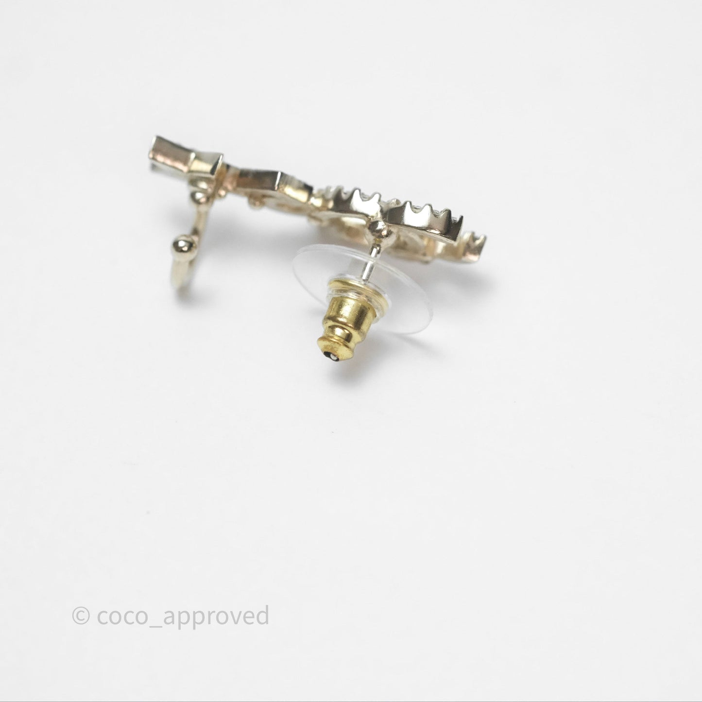 Chanel Crystal CC Star No5 Earrings Ear Clip Gold Tone 22S