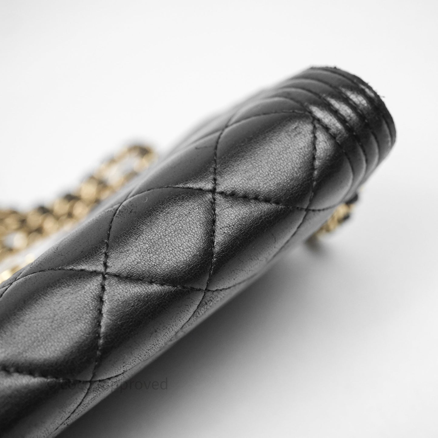 Chanel Black Quilted Lambskin Boy Wallet on Chain Gold Hardware