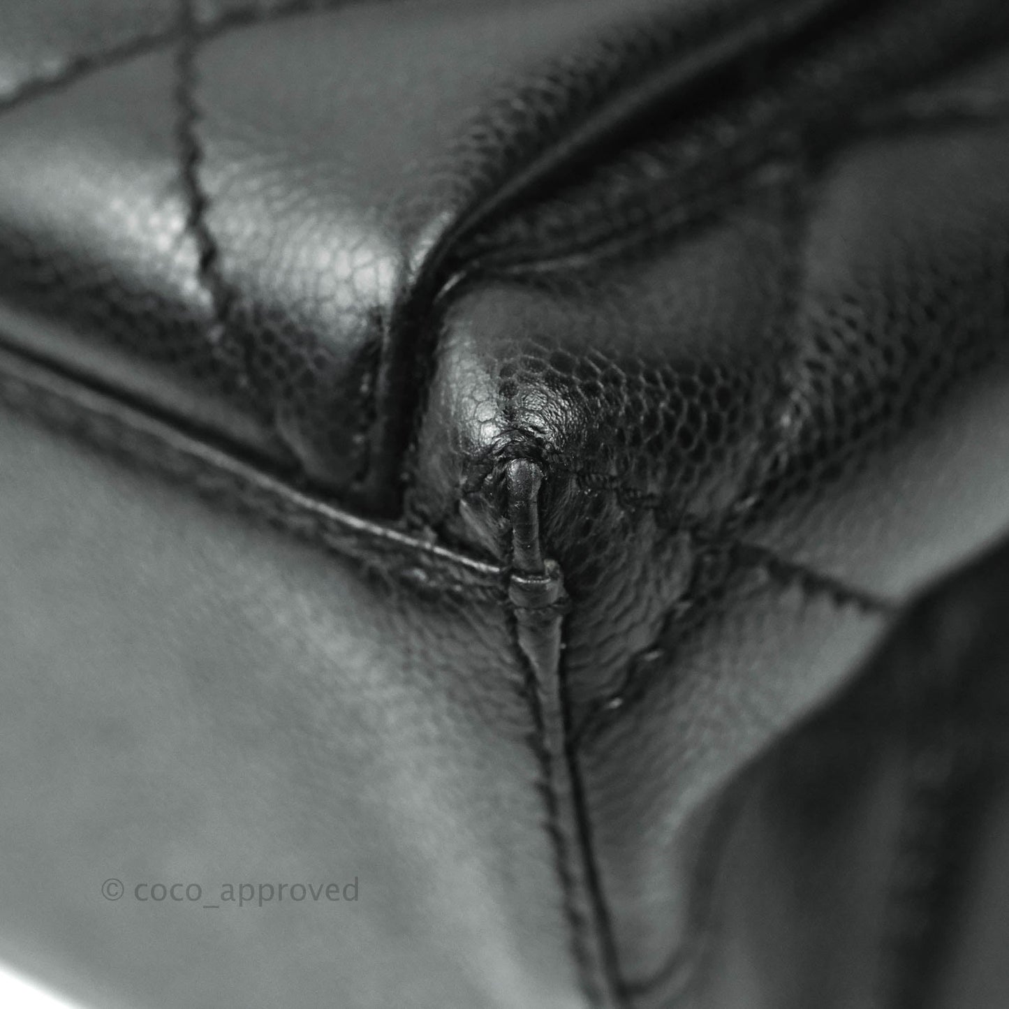 Chanel Quilted Black Caviar Tote Silver Hardware