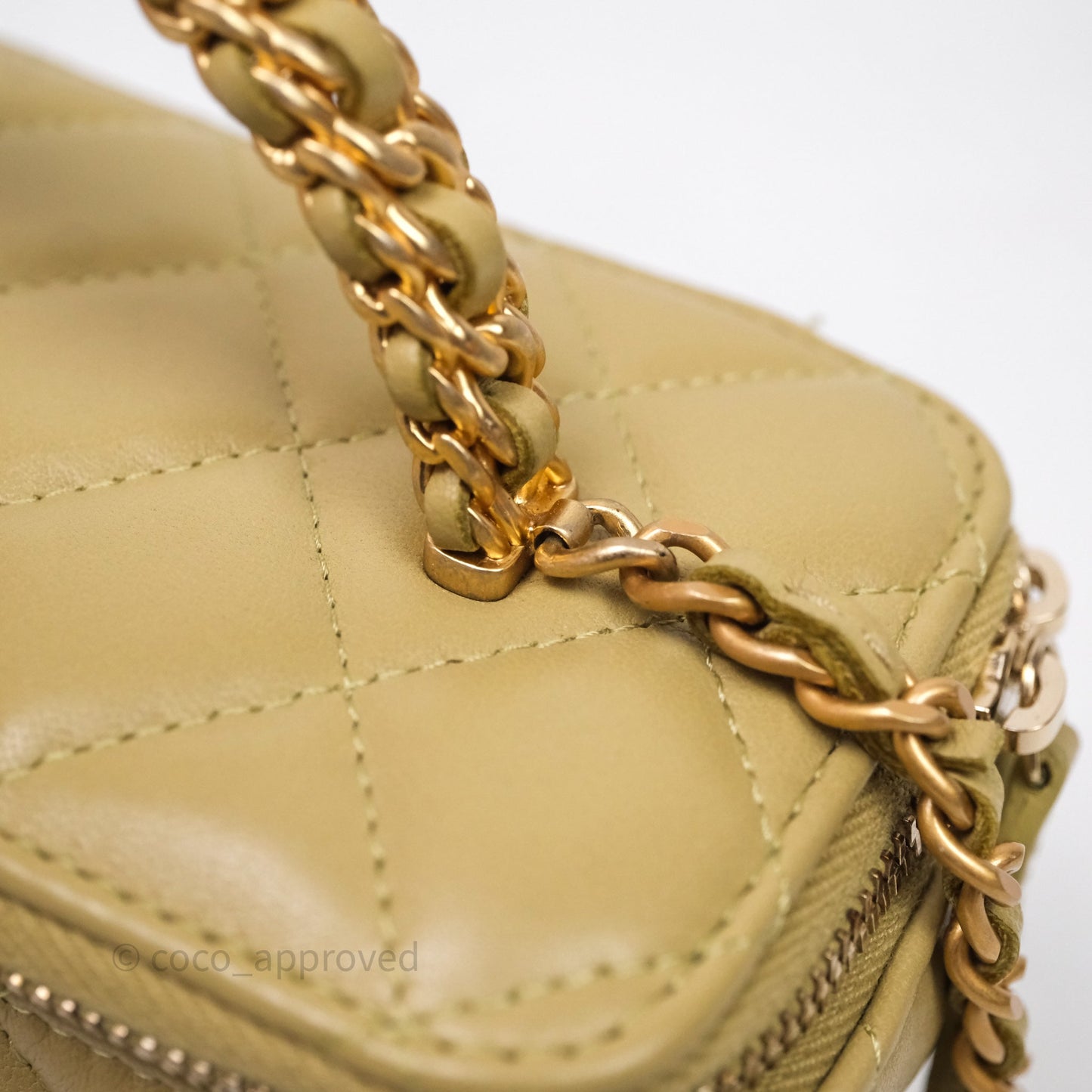 Chanel Top Handle Vanity with Chain Olive Green Lambskin Aged Gold Hardware