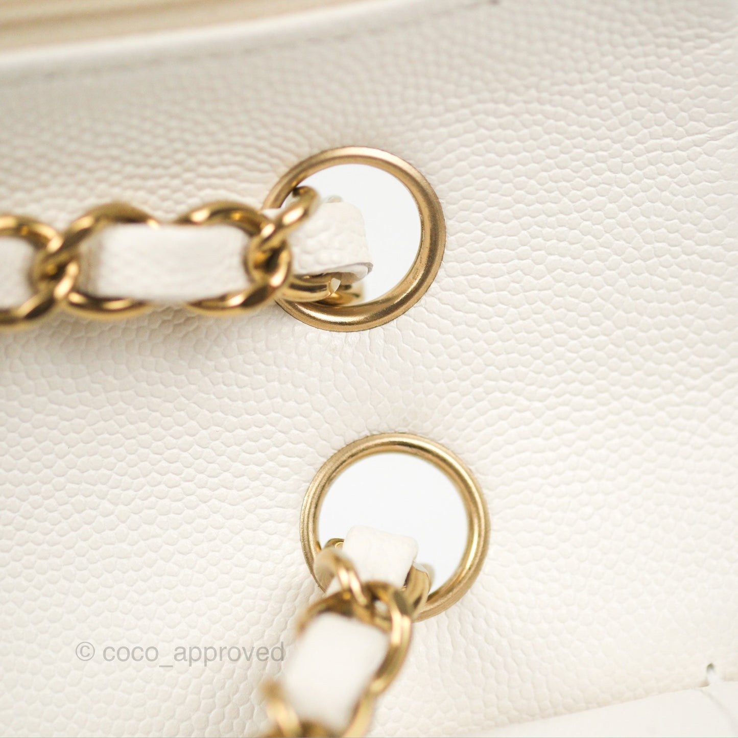 Chanel Classic M/L Medium Flap Quilted White Caviar Gold Hardware