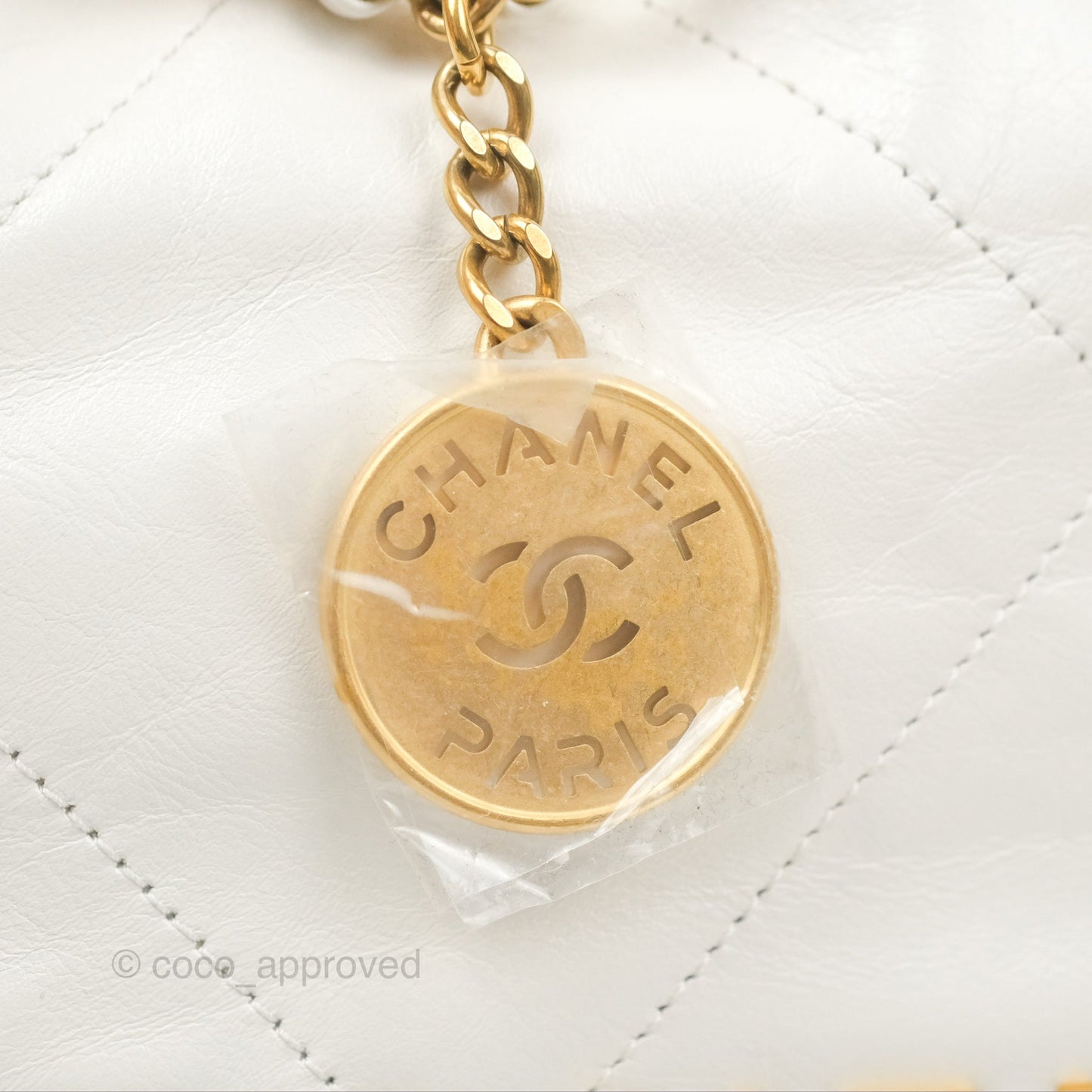 Chanel 22 Mini Bag White Crumpled Calfskin