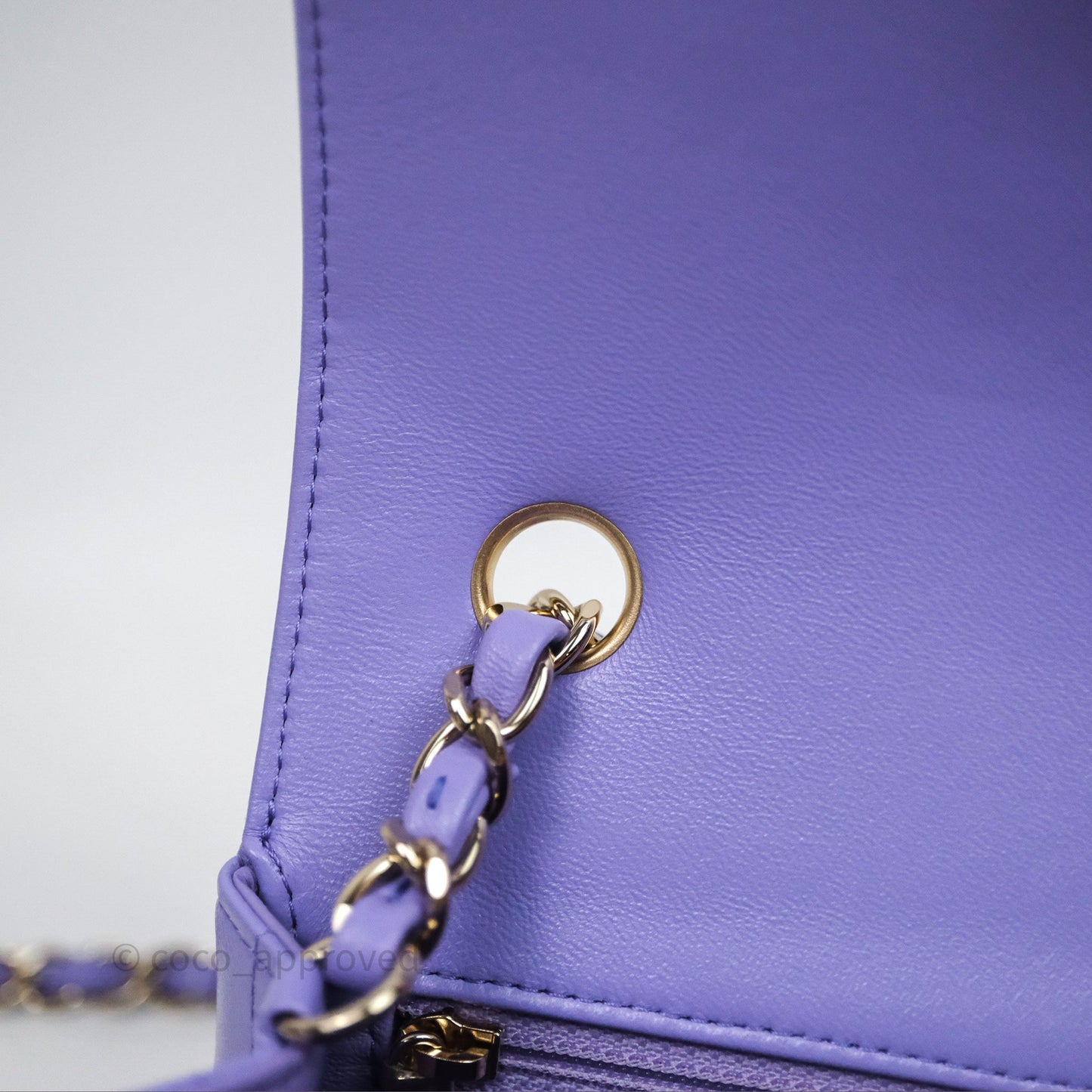 Chanel Quilted Mini Rectangular Chevron Purple Lambskin Gold Hardware