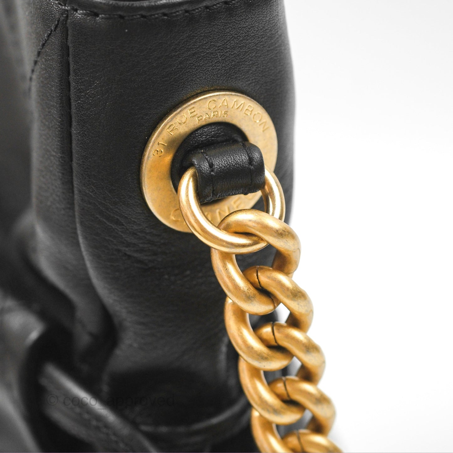 Chanel Drawstring Tote Bag Black Calfskin Aged Gold Hardware