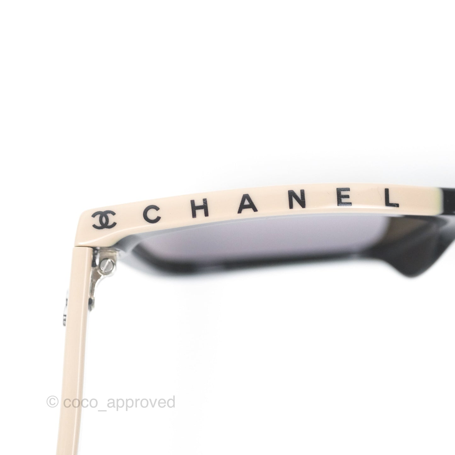 Chanel Acetate Square Sunglasses Black/Beige