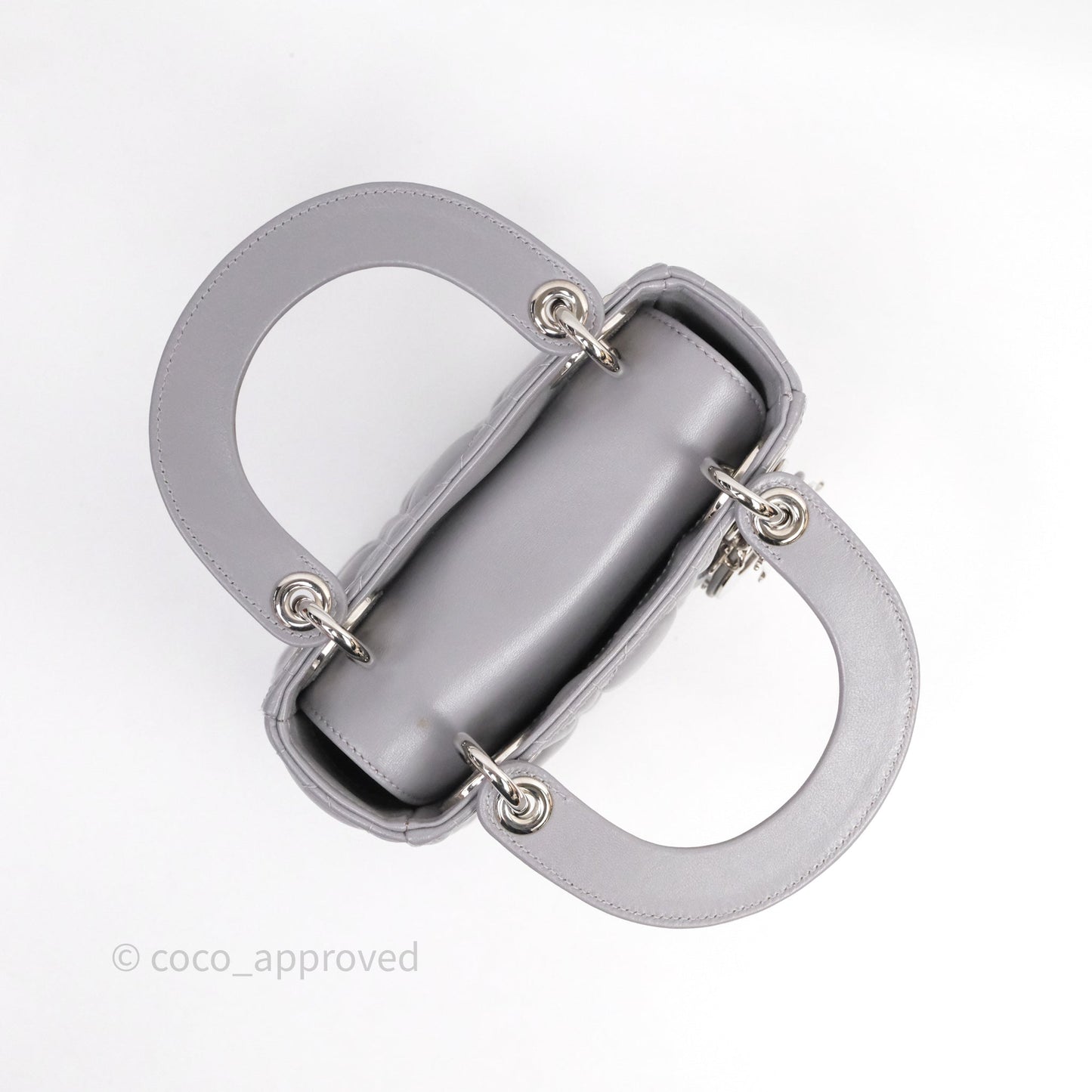 Christian Dior Mini Lady Dior Lambskin Cannage Grey Silver Hardware