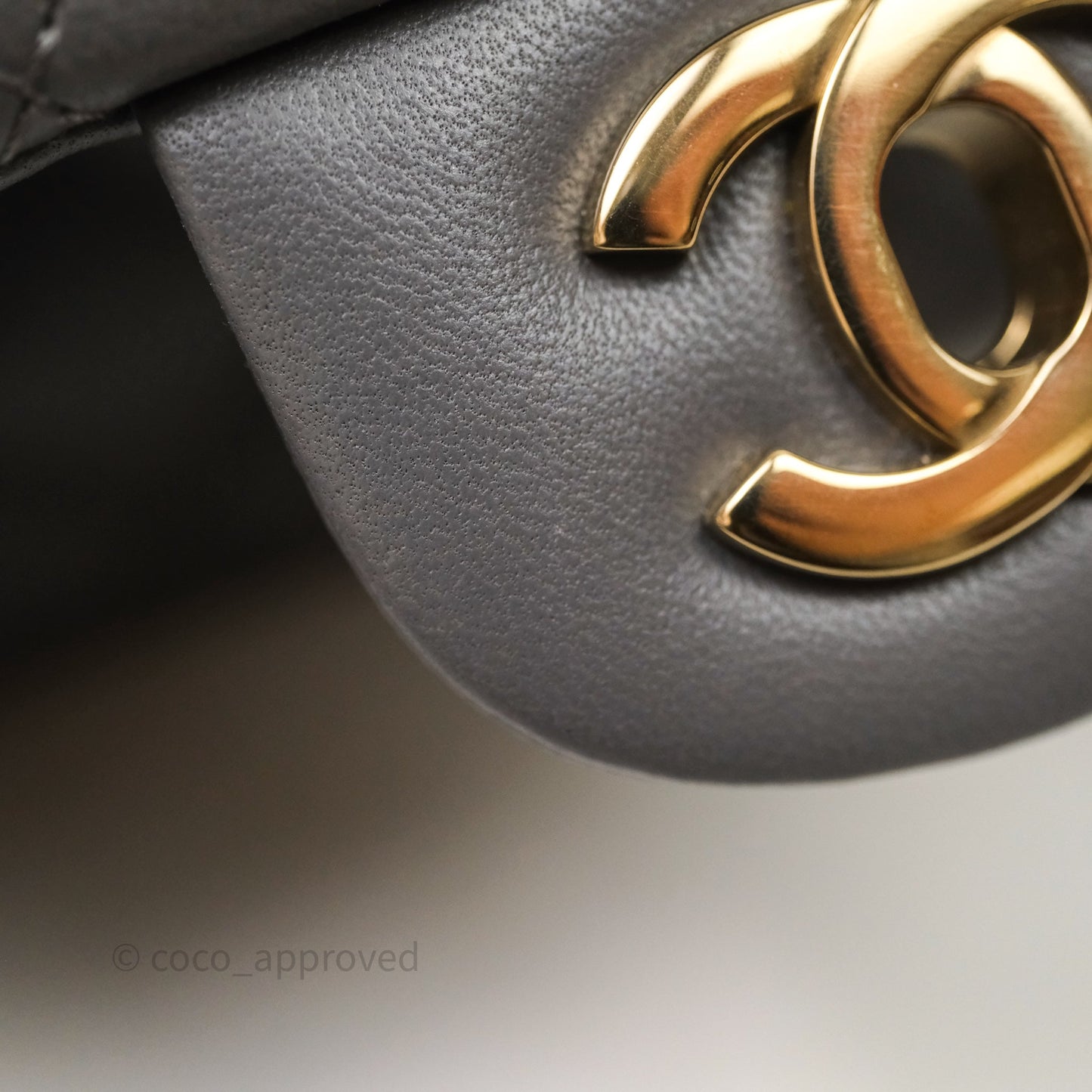 Chanel Mini Square Quilted Grey Lambskin Gold Hardware