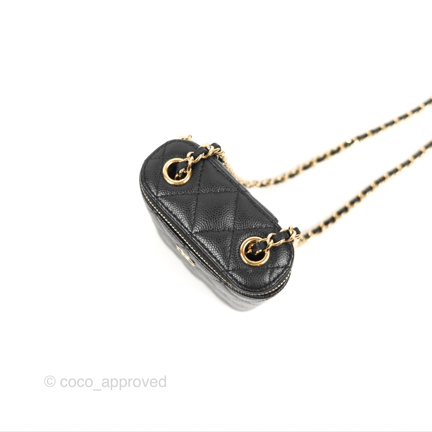 Chanel Classic Mini Vanity With Chain Black Caviar Gold Hardware