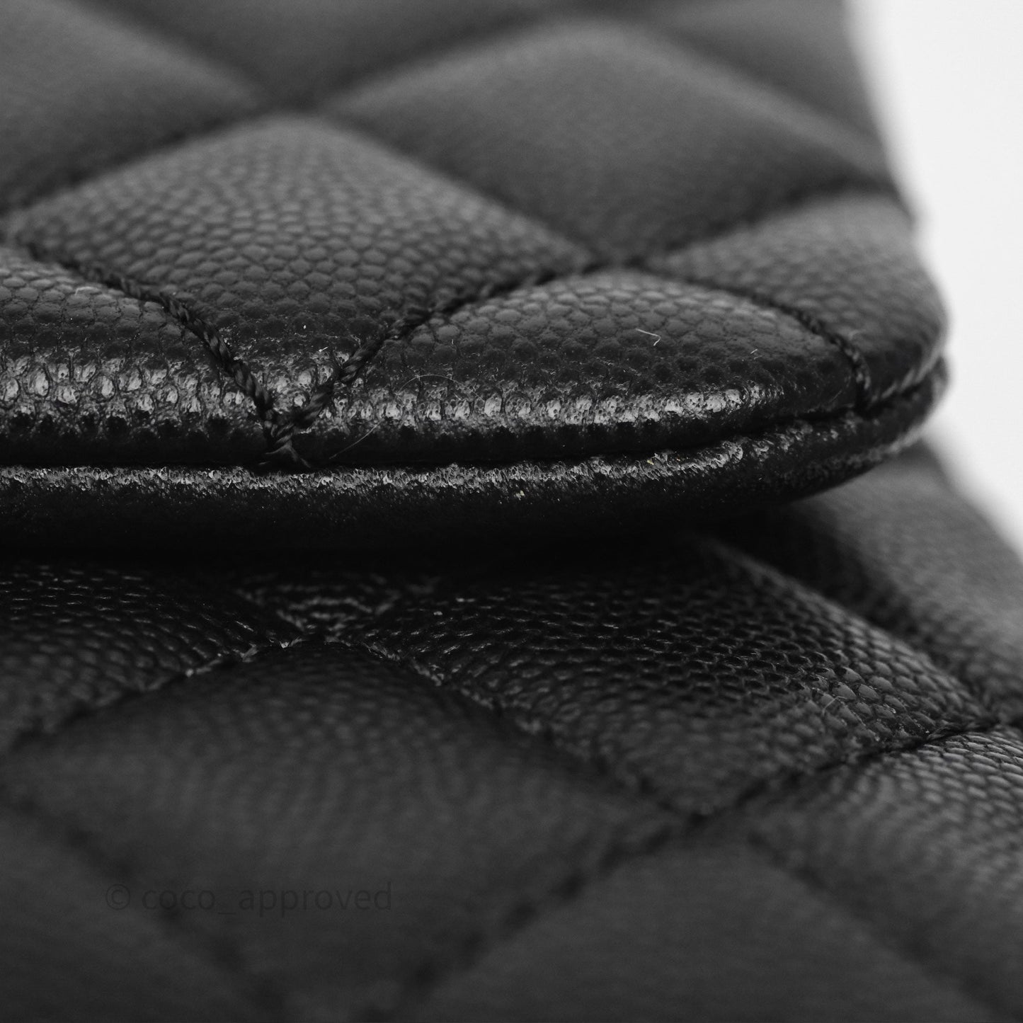 Chanel Small Coco Handle Quilted Black Caviar Gold Hardware Lizard Handle
