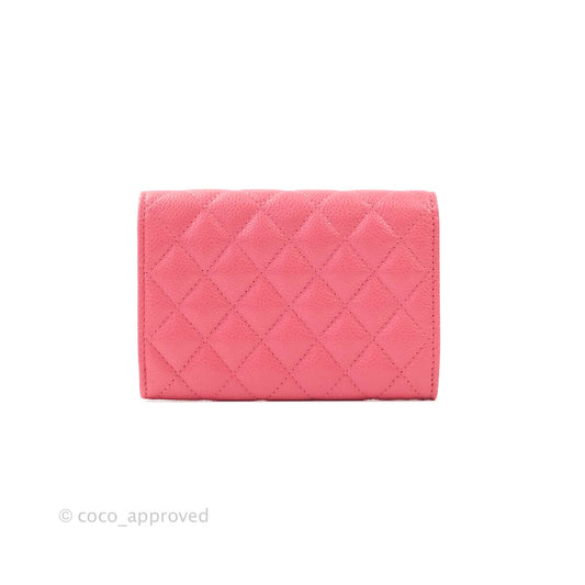 Chanel Classic Flap Wallet Pink Caviar Gold Hardware⁣ 18S