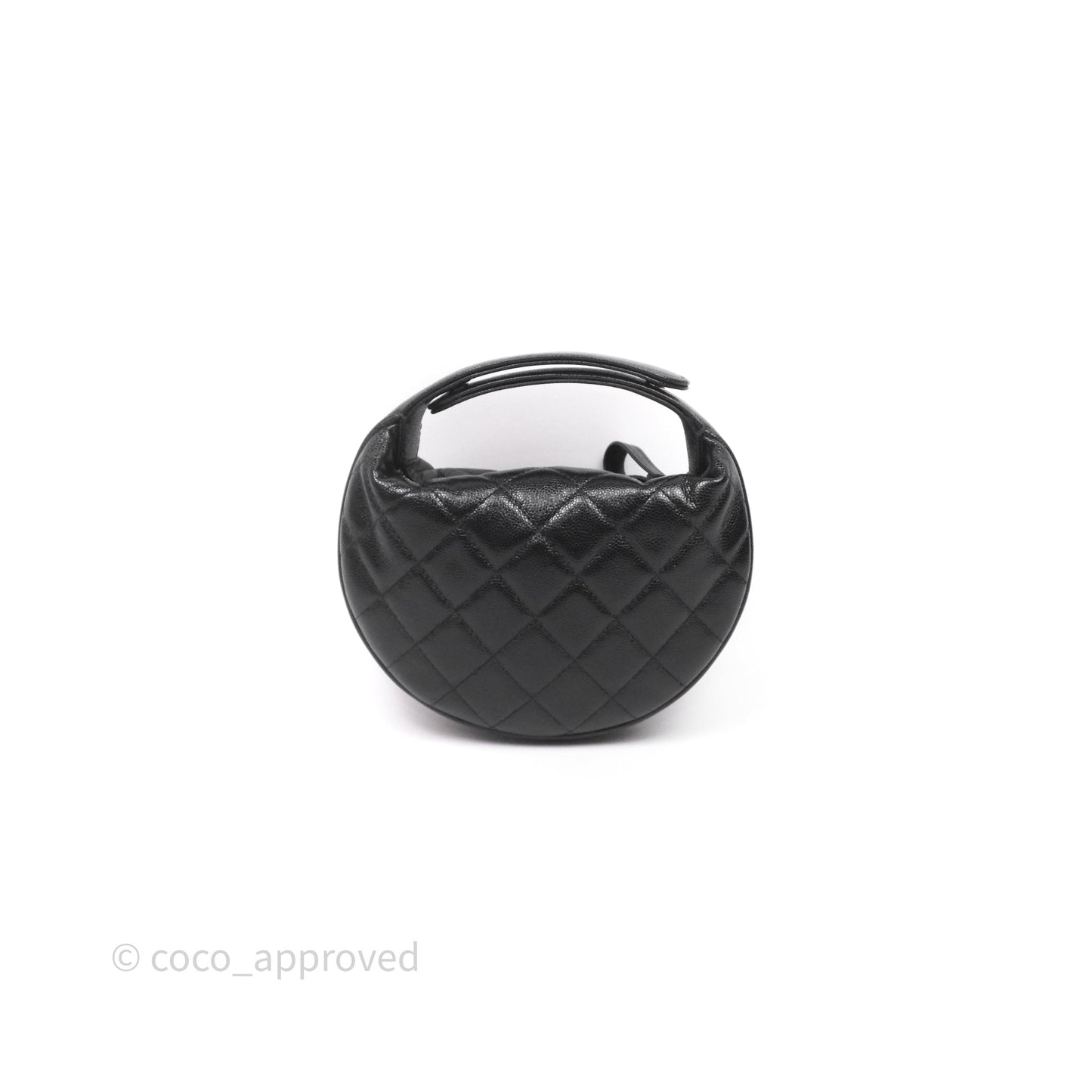 Chanel Quilted Polly Pocket Hobo Bag Caviar Black Gold Hardware