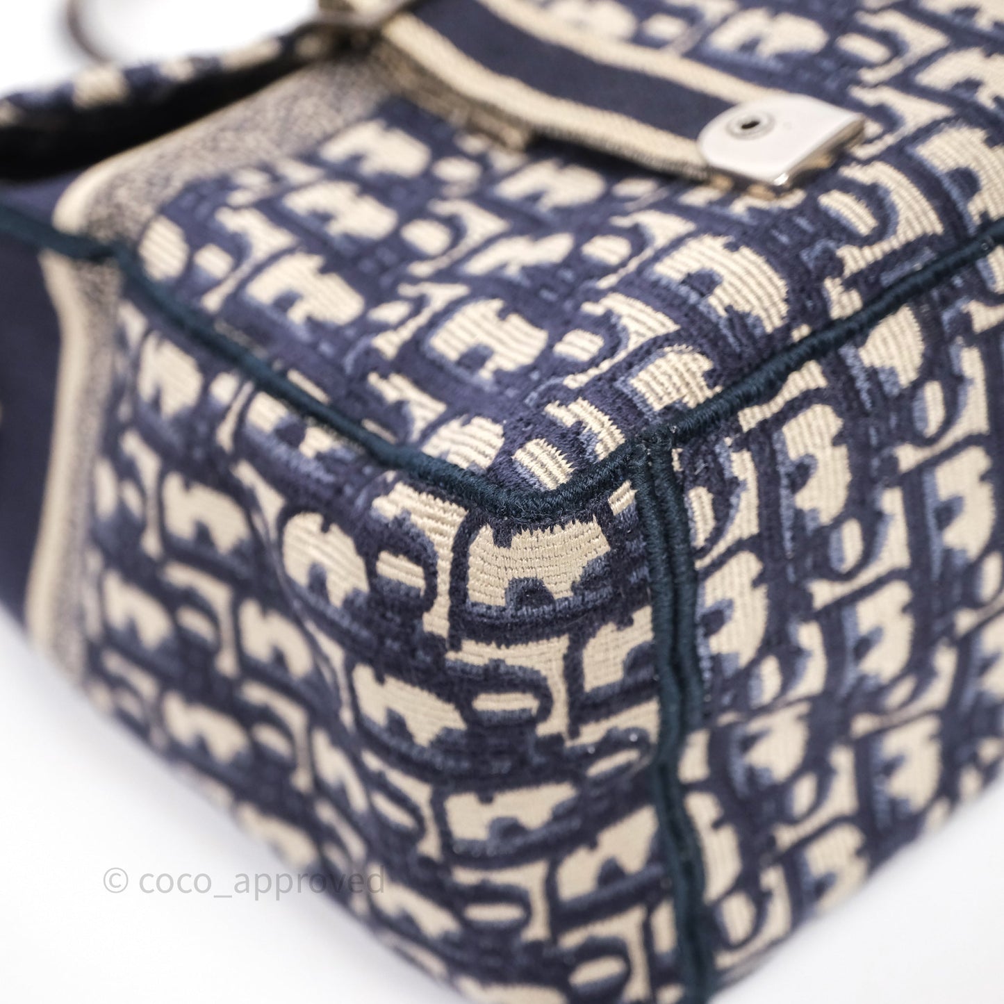 Christian Dior Medium DiorCamp Messenger Bag Oblique Embroidery Blue