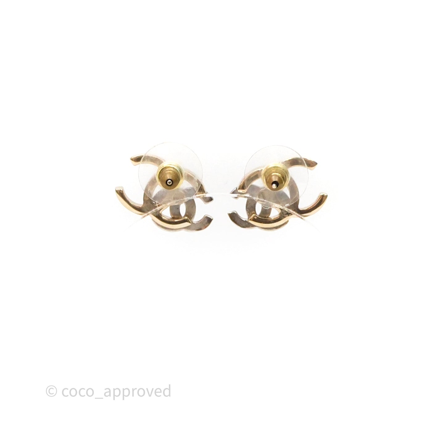 Chanel Double Crystal CC Earrings Silver & Gold Tone 21A