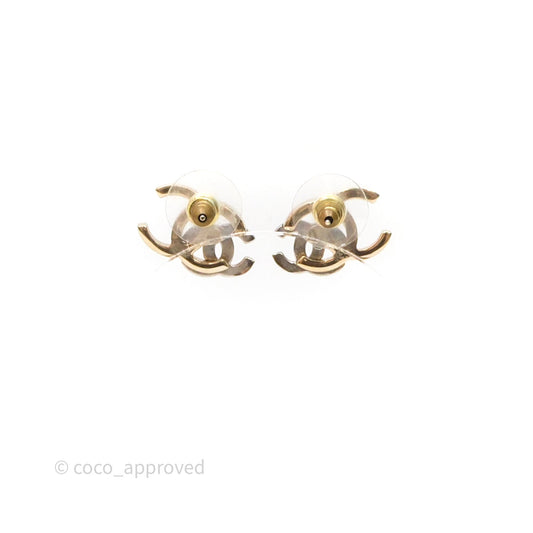 Chanel Double Crystal CC Earrings Silver & Gold Tone 21A