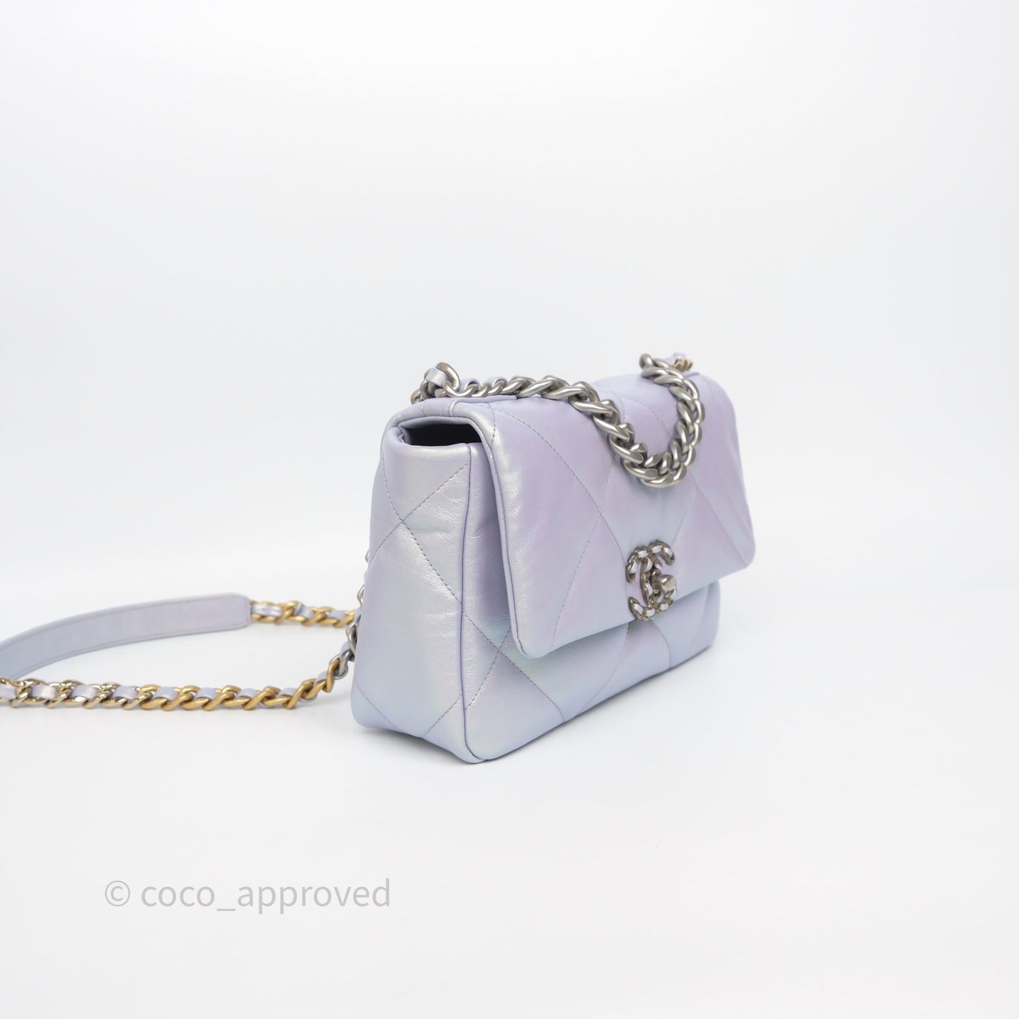 Chanel 19 Small Iridescent Purple Mixed Hardware