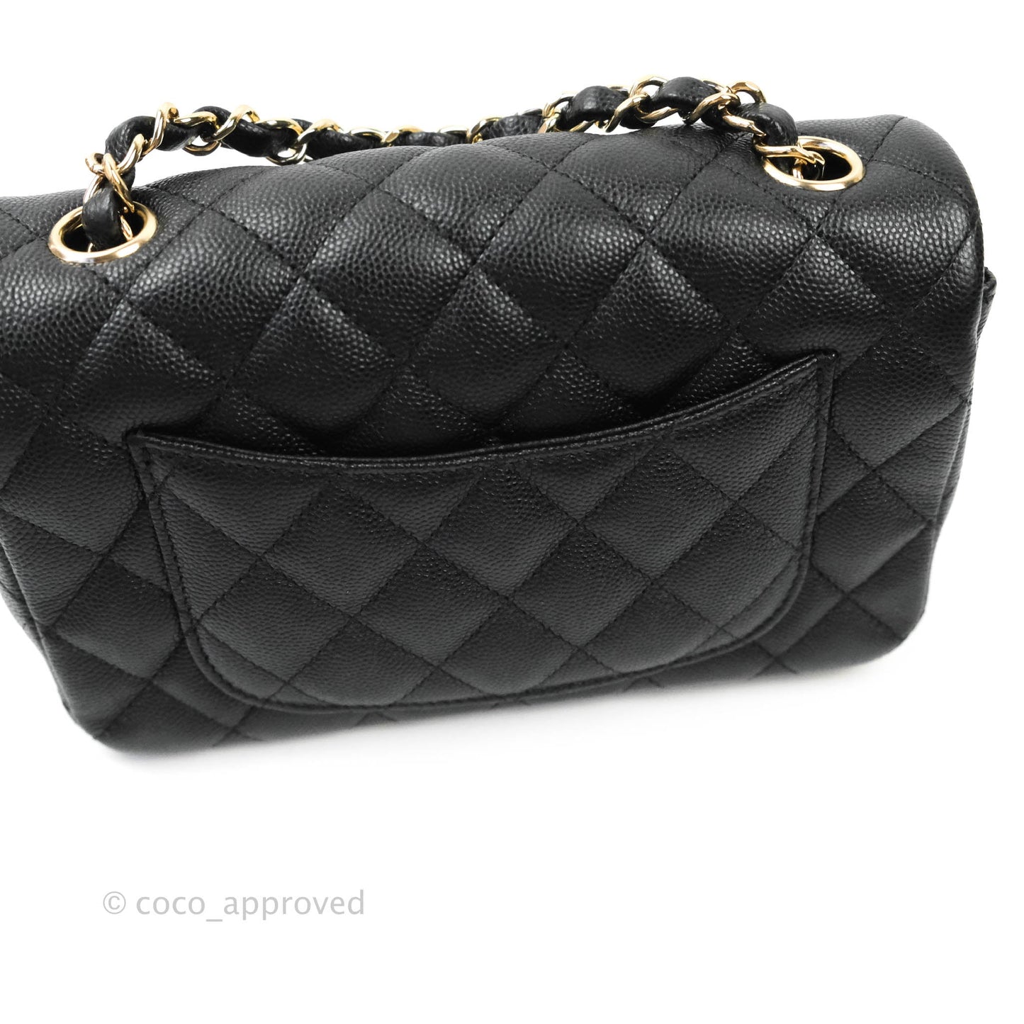 Chanel Classic Quilted Mini Rectangular Flap Black Caviar Gold Hardware 18B