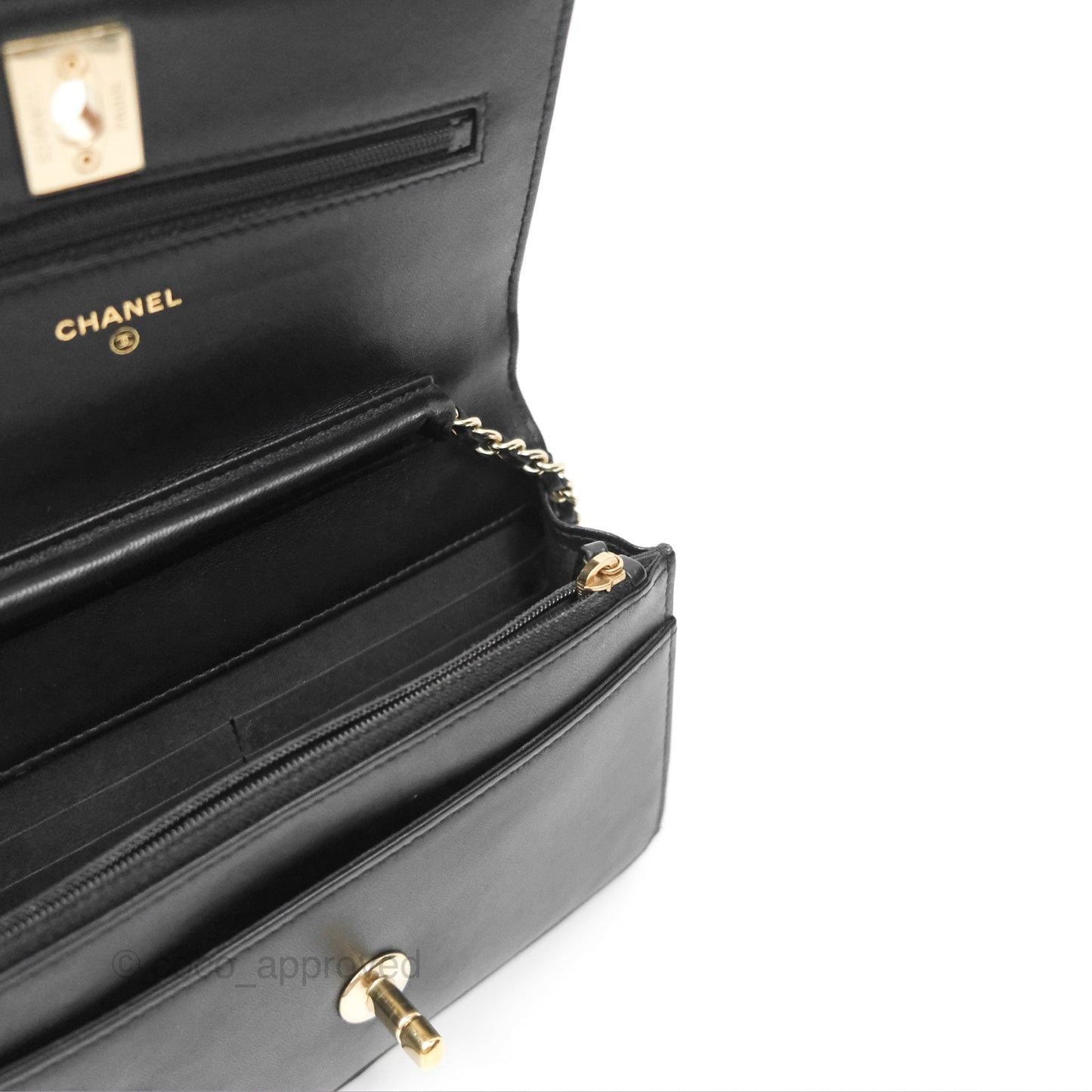 Chanel Wallet On Chain WOC Black Patent Lambskin Gold Hardware