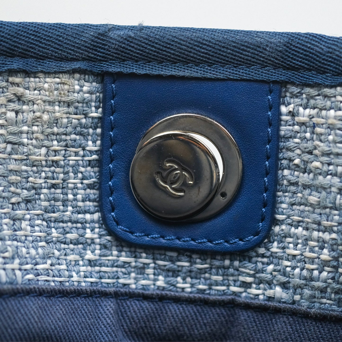 Chanel Medium Deauville Tote Blue Canvas