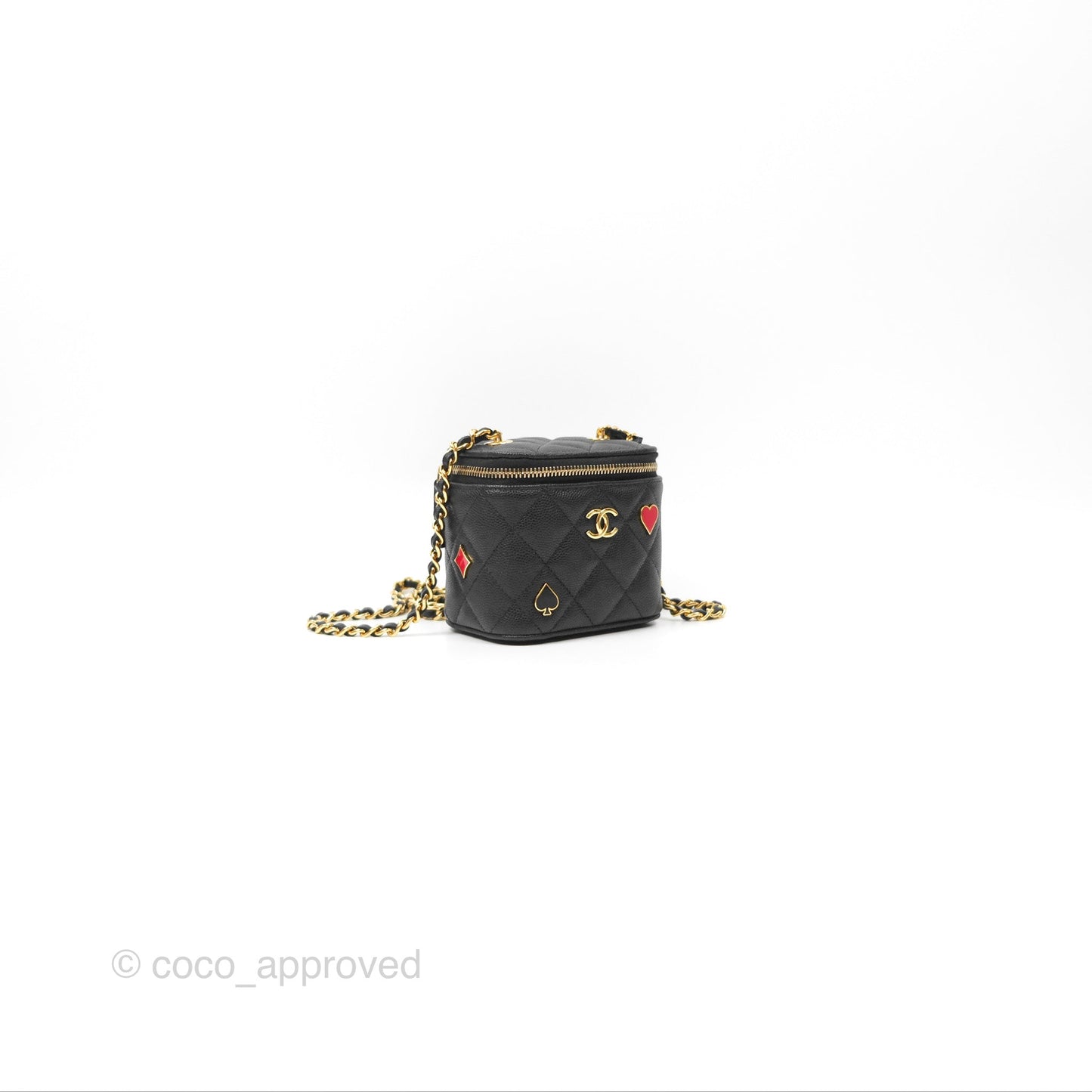 Chanel Mini Poker Vanity With Chain Black Caviar Gold Hardware