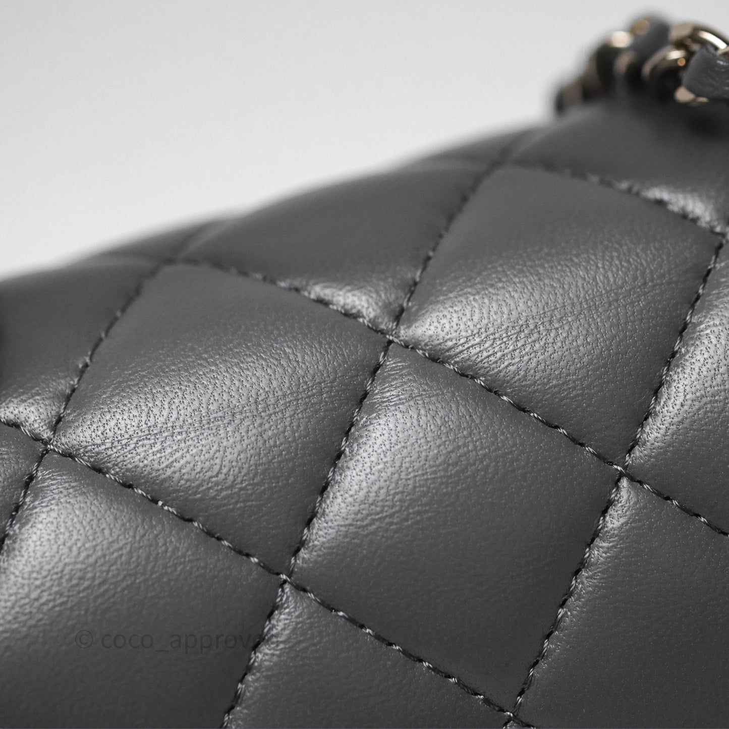 Chanel Top Handle Mini Rectangular Flap Grey Lambskin Gold Hardware