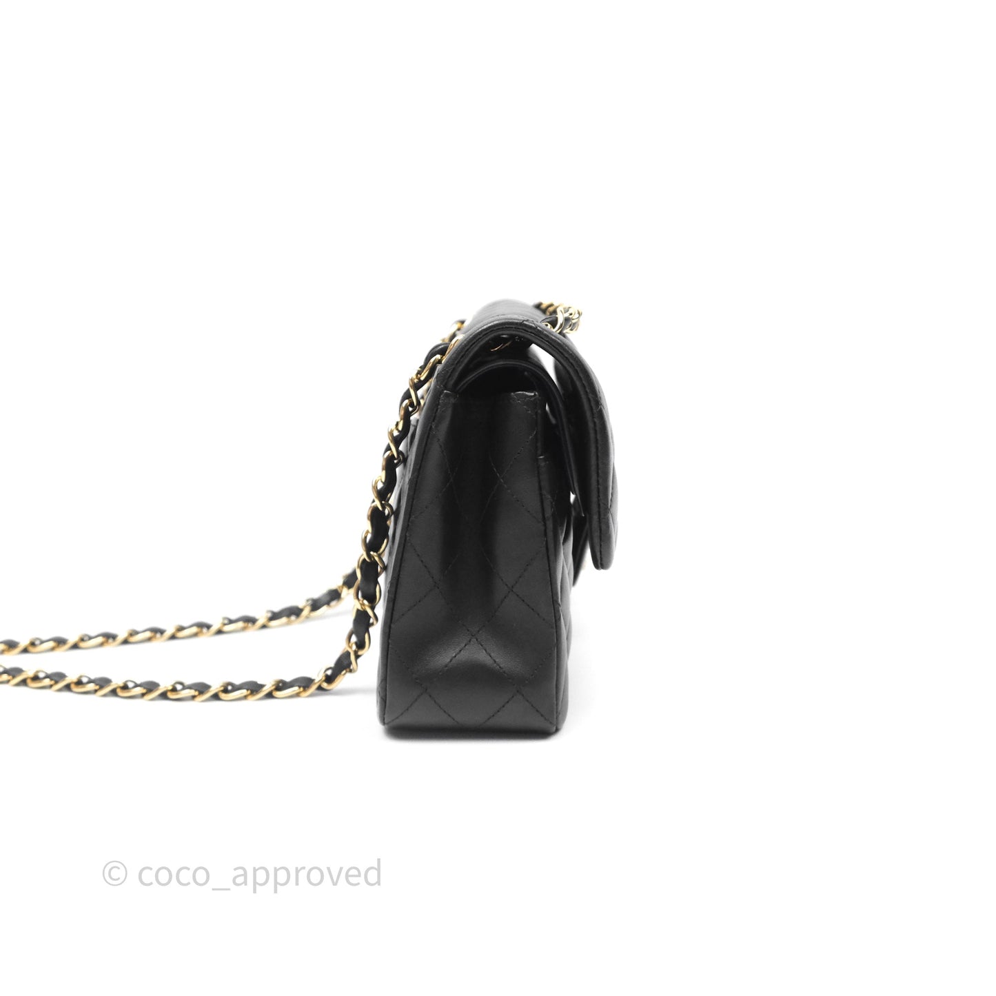 Chanel Small Classic Flap Quilted Black Lambskin Gold Hardware
