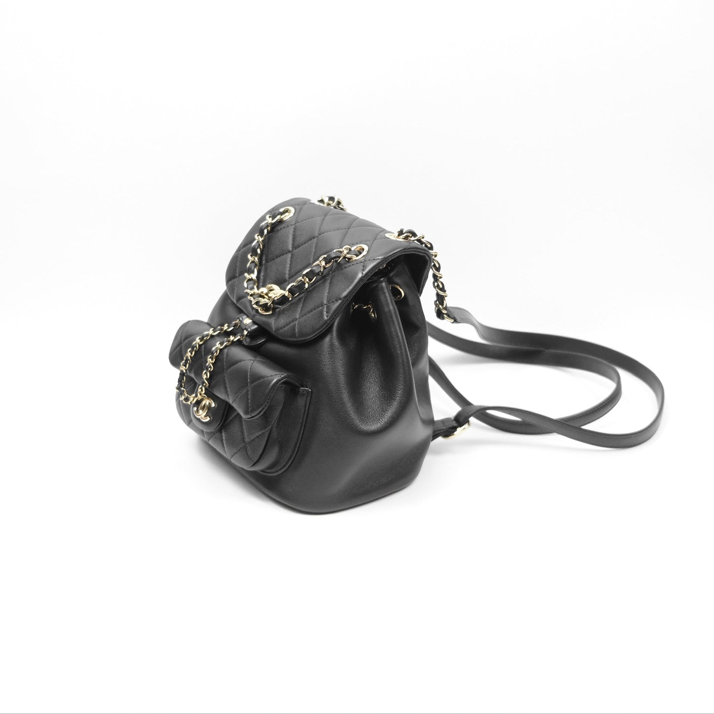 Chanel Quilted Small Duma Drawstring Backpack Black Calfskin