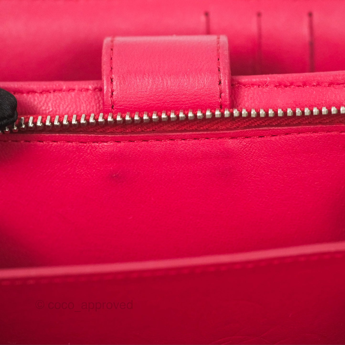 Chanel Quilted Classic French Wallet Lambskin Red Silver Hardware