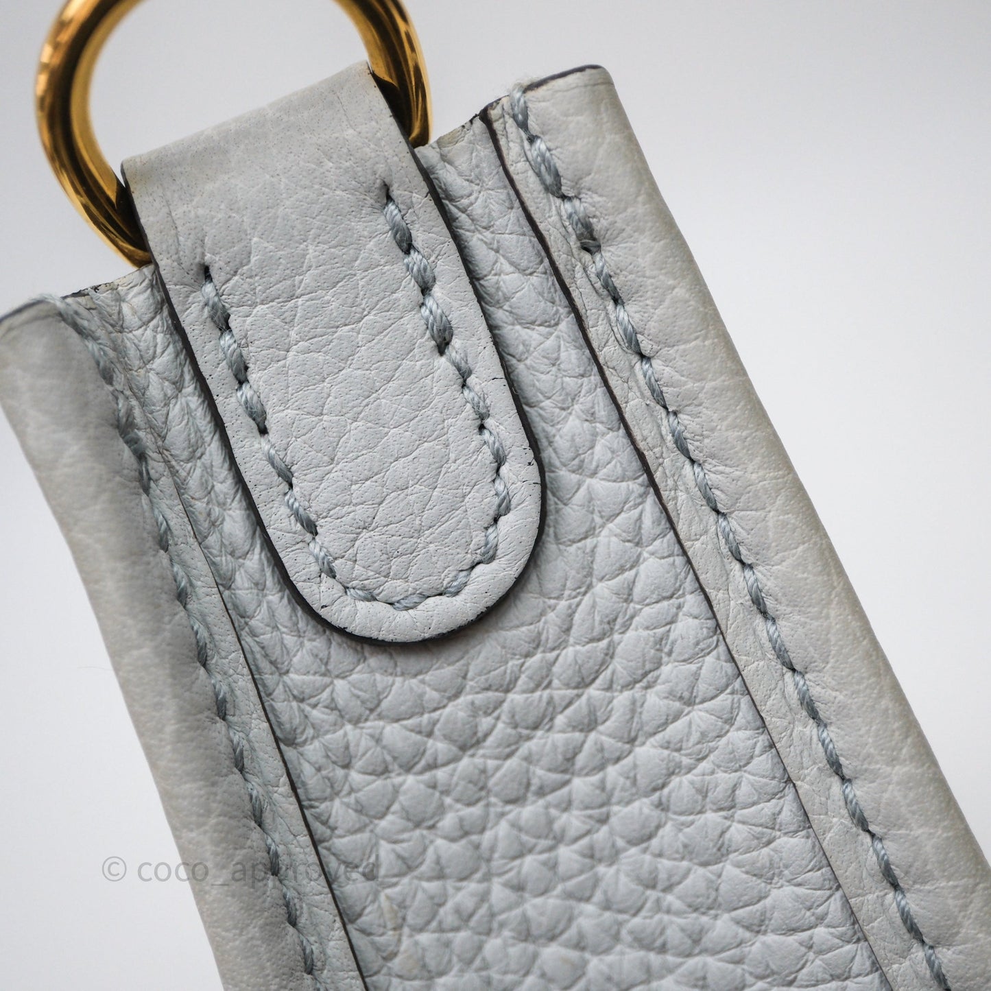Hermès Mini Evelyne 16  Bleu Pale 08 Clemence Gold Hardware