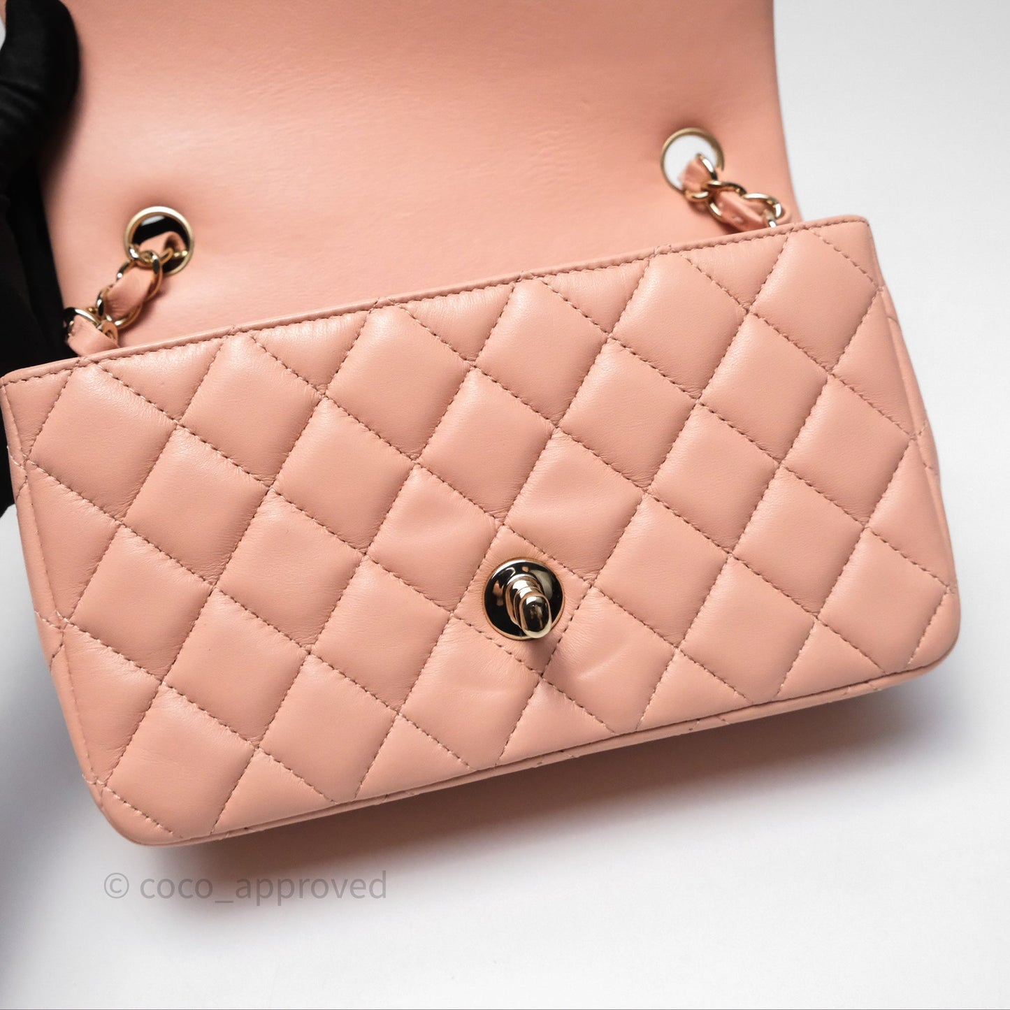 Chanel Quilted Mini Rectangular Flap Pink Lambskin Gold Hardware