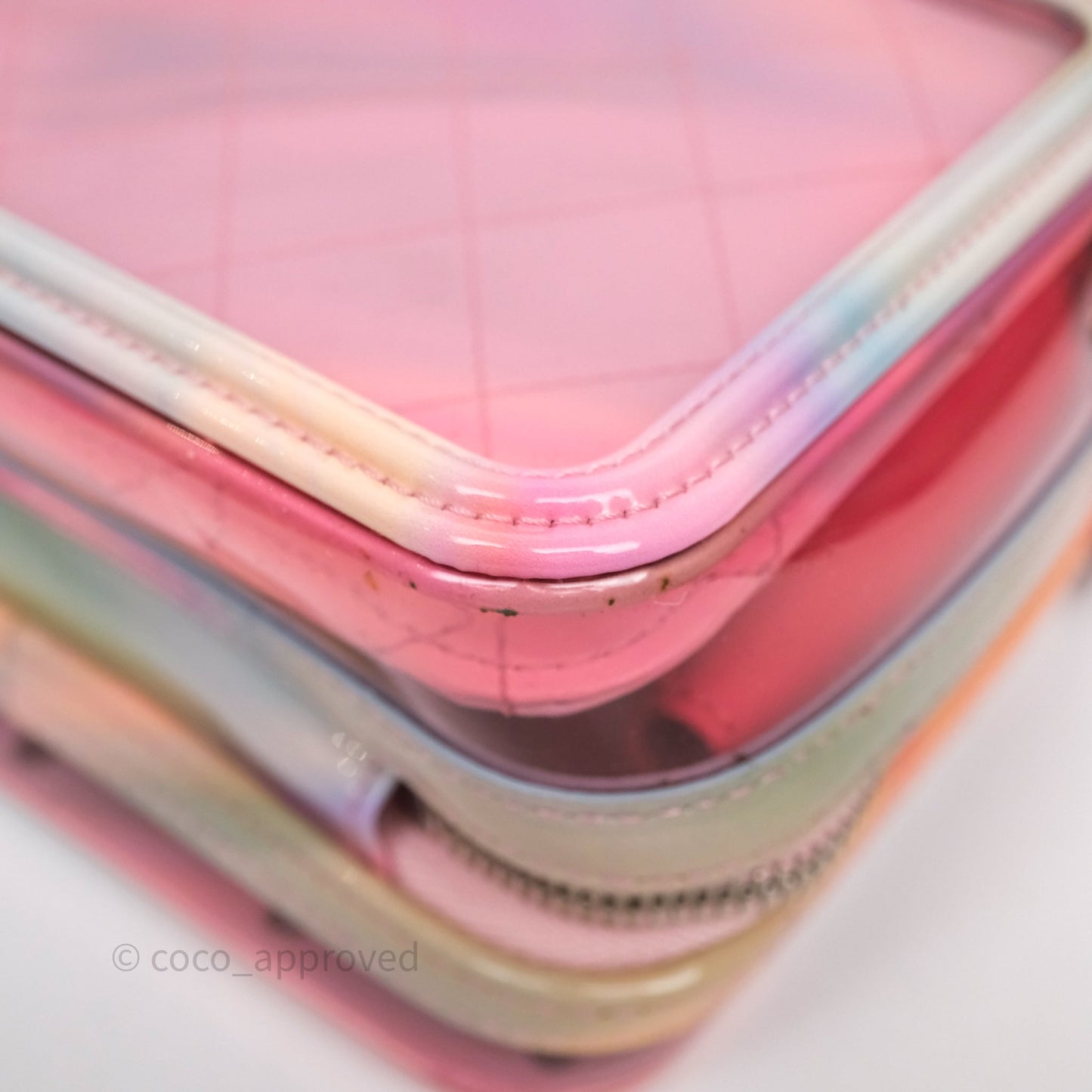 Chanel Filigree Pink Vanity Case PVC Silver Hardware
