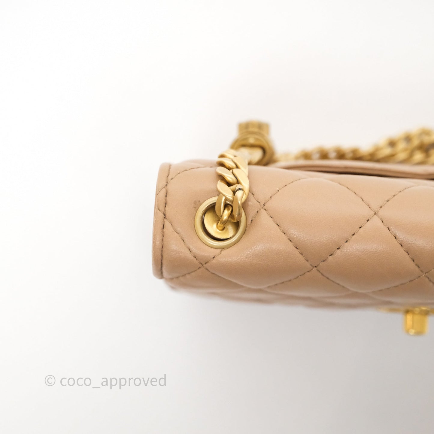 Chanel All Slide Wallet on Chain WOC Adjustable Chain Quilted Beige Lambskin