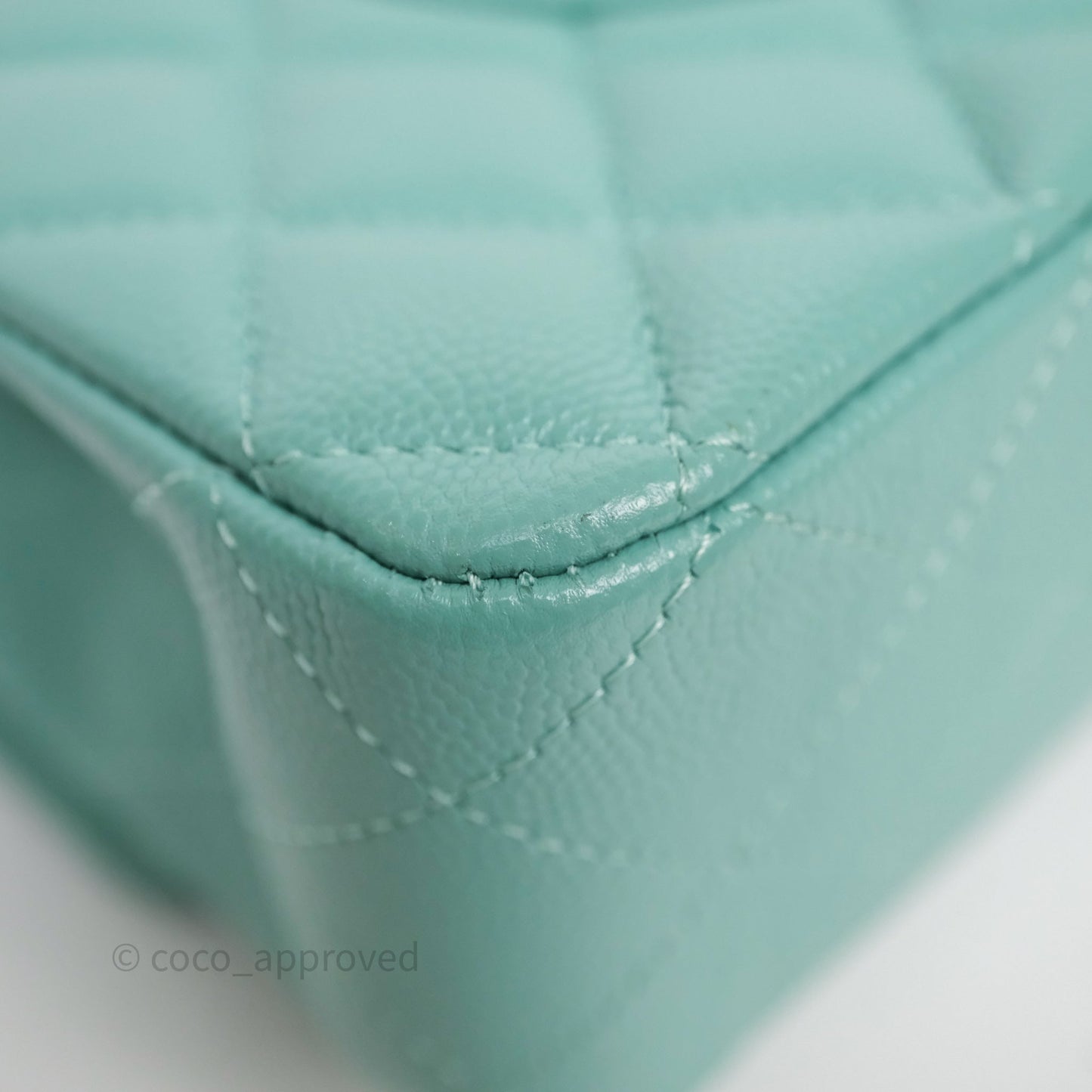 Chanel Classic M/L Medium Flap Quilted Tiffany Green Caviar Gold Hardware