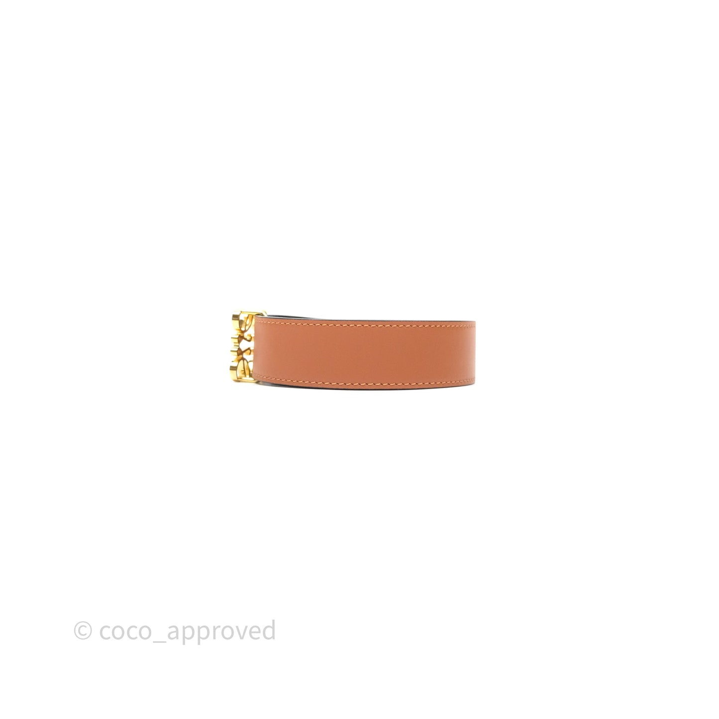 Loewe Reversible Anagram Belt in Smooth Calfskin Tan/ Black Gold Hardware Size 85