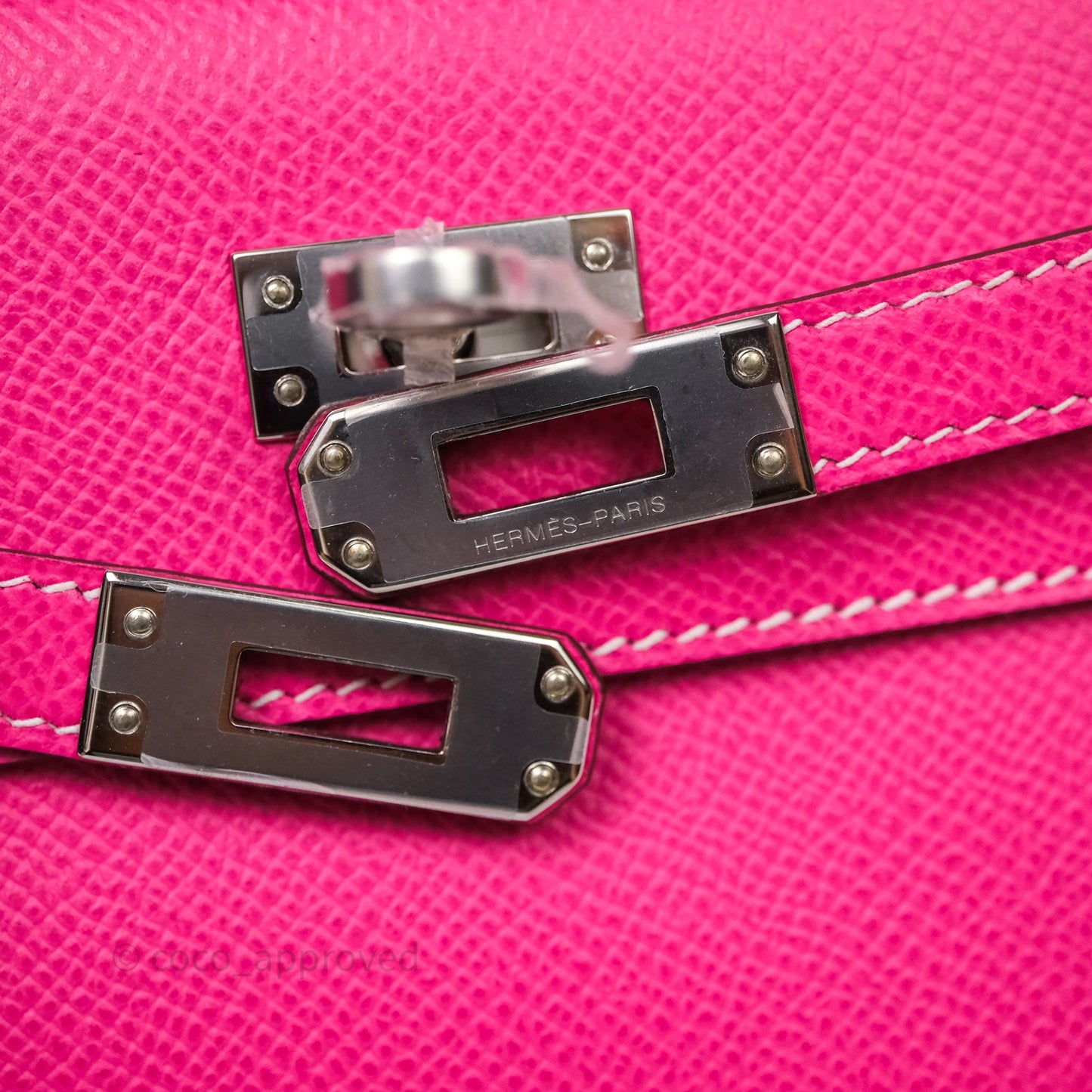 Hermès Kelly Pochette Clutch Rose Tyrien Epsom Palladium Hardware
