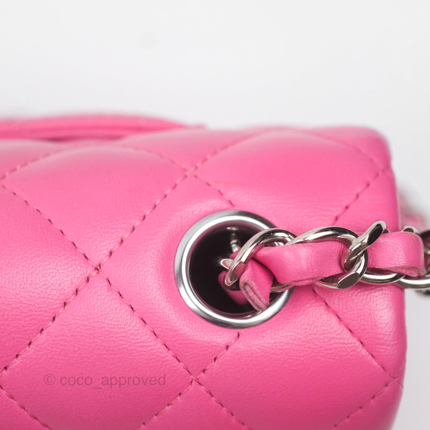 Chanel Quilted Mini Rectangular Flap Pink Lambskin Silver Hardware