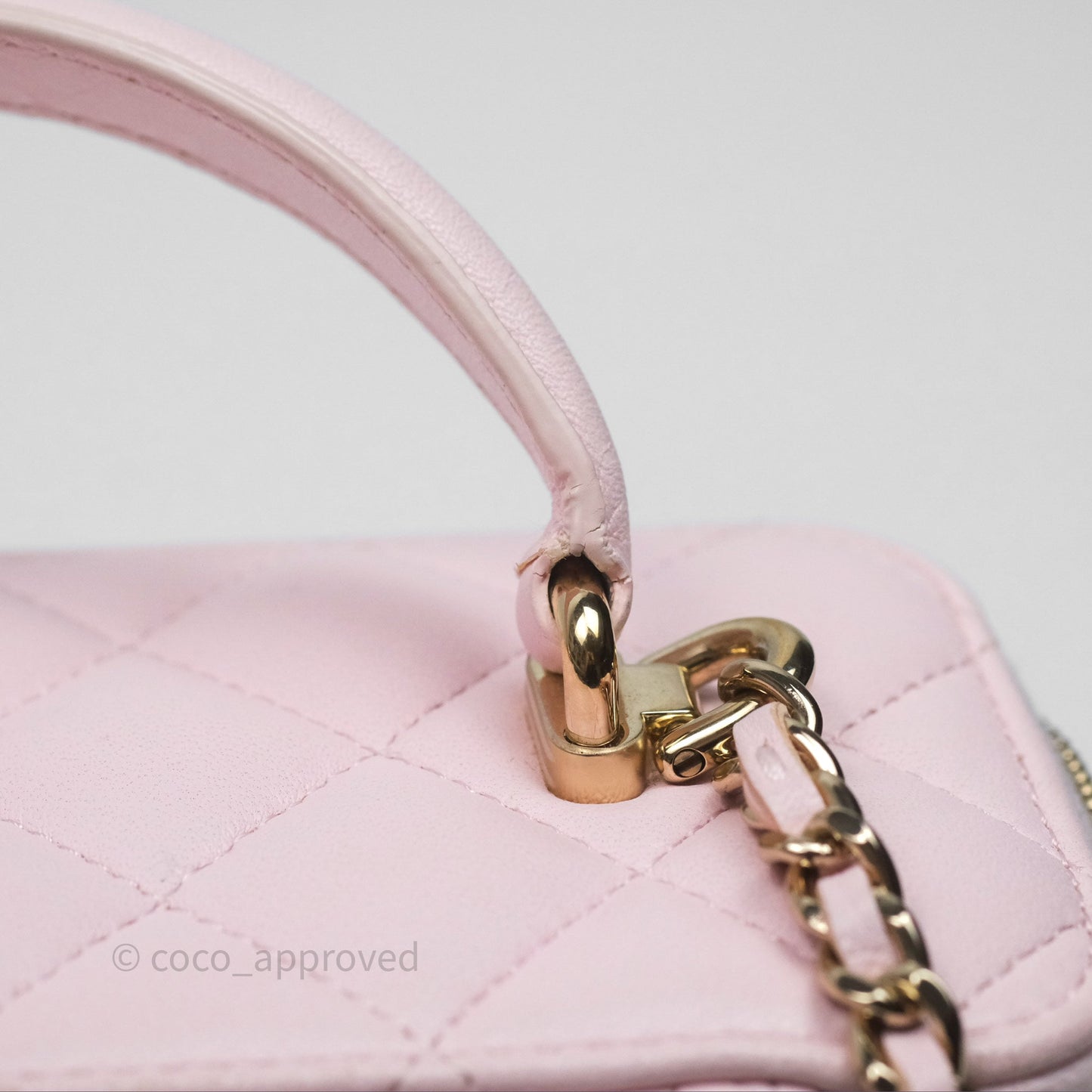 Chanel Vanity Rectangular Top Handle Light Pink Lambskin Gold Hardware
