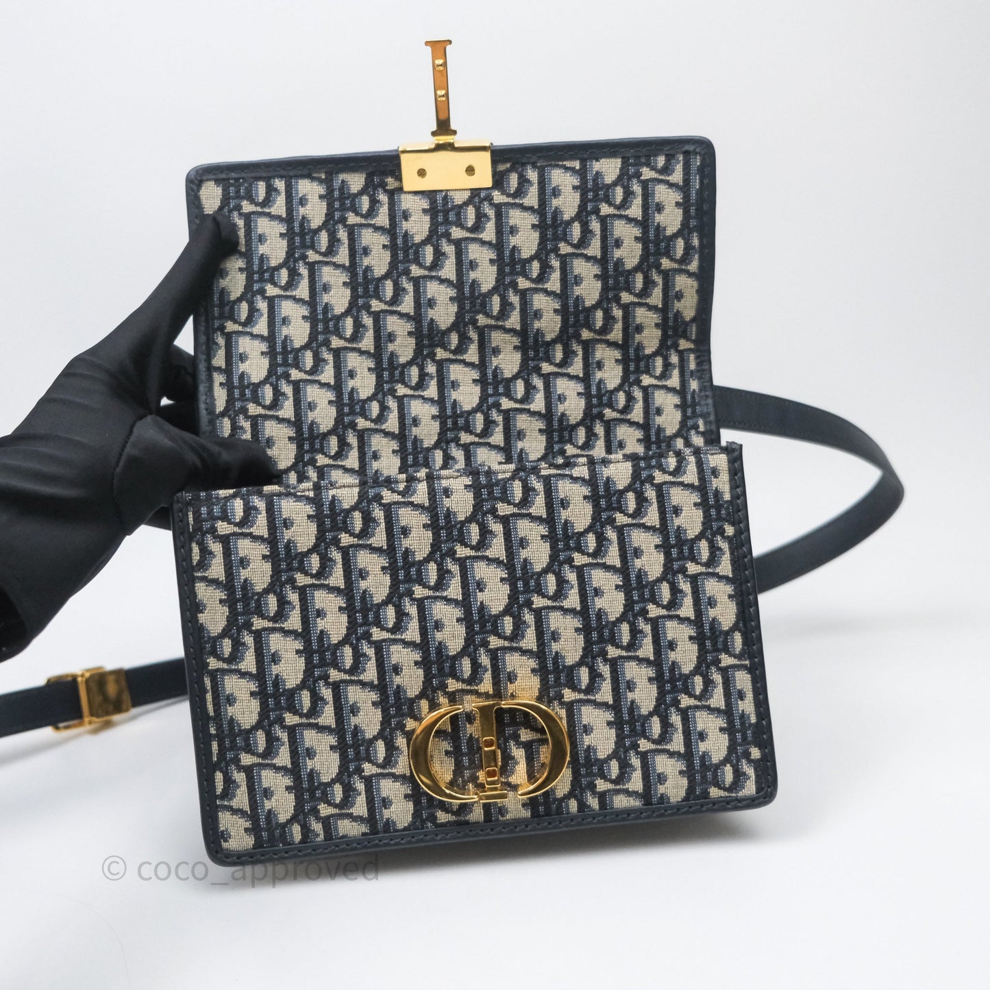 Christian Dior 30 Montaigne Bag Blue Dior Oblique Jacquard