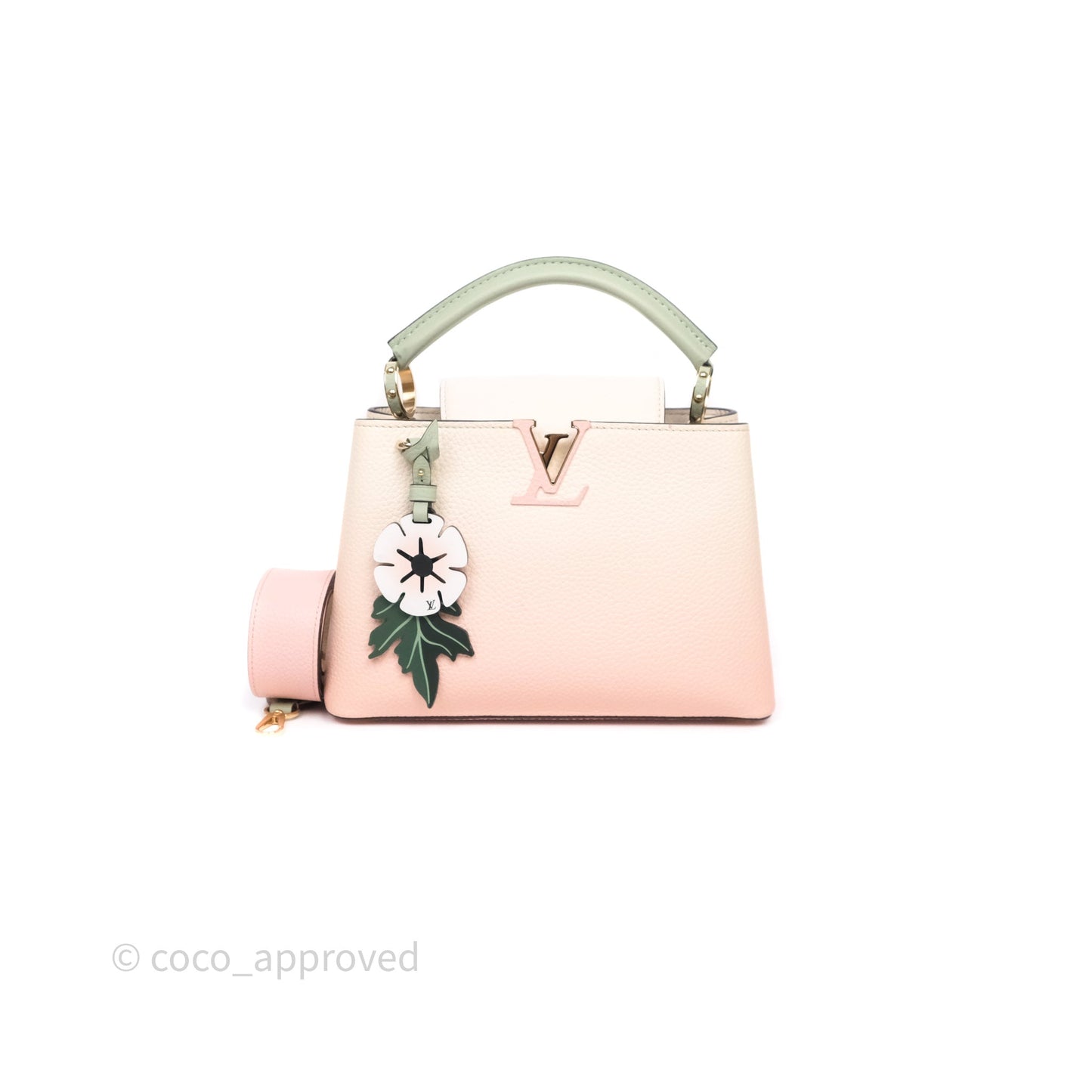Louis Vuitton Capucines BB Creme Rose Jade Taurillon Leather Gold Hardware
