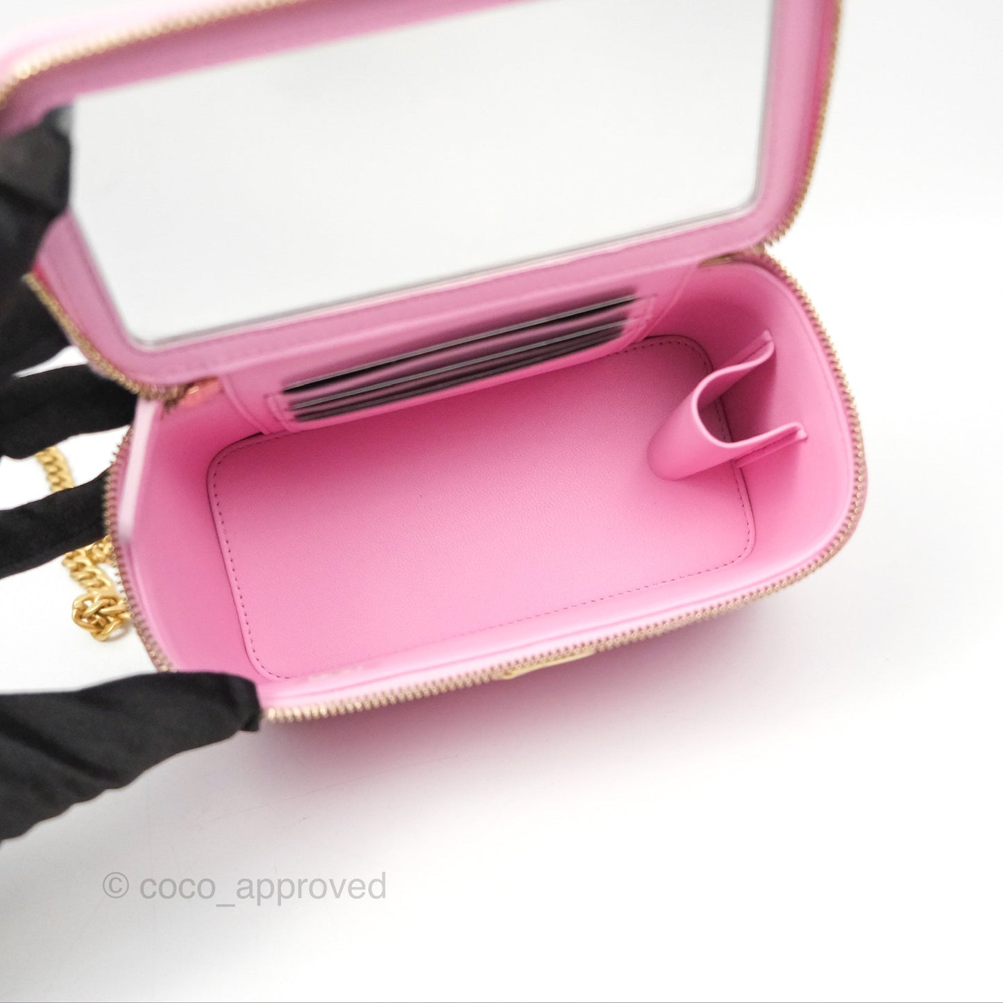 Chanel Vanity Heart Crush Adjustable Chain Pink Caviar Aged Gold Hardware