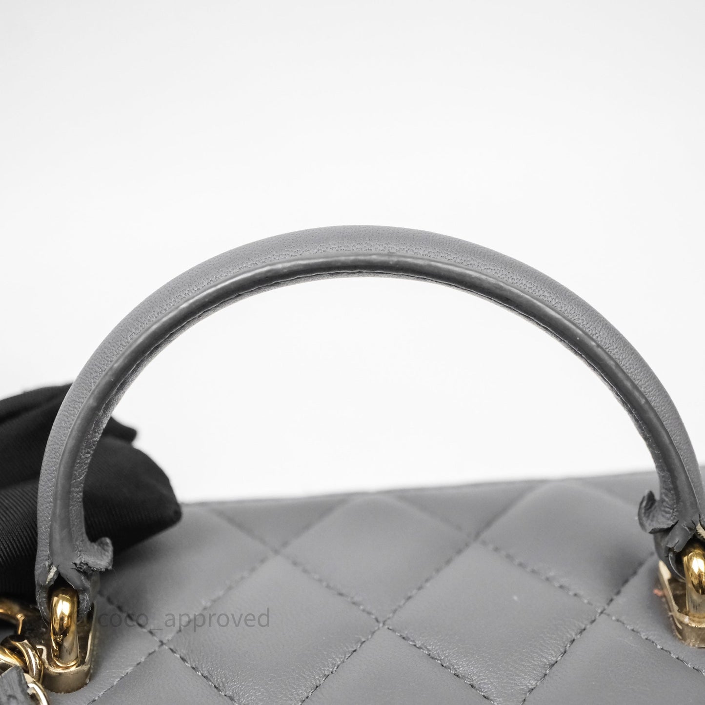 Chanel Vanity Rectangular Top Handle Grey Lambskin Gold Hardware