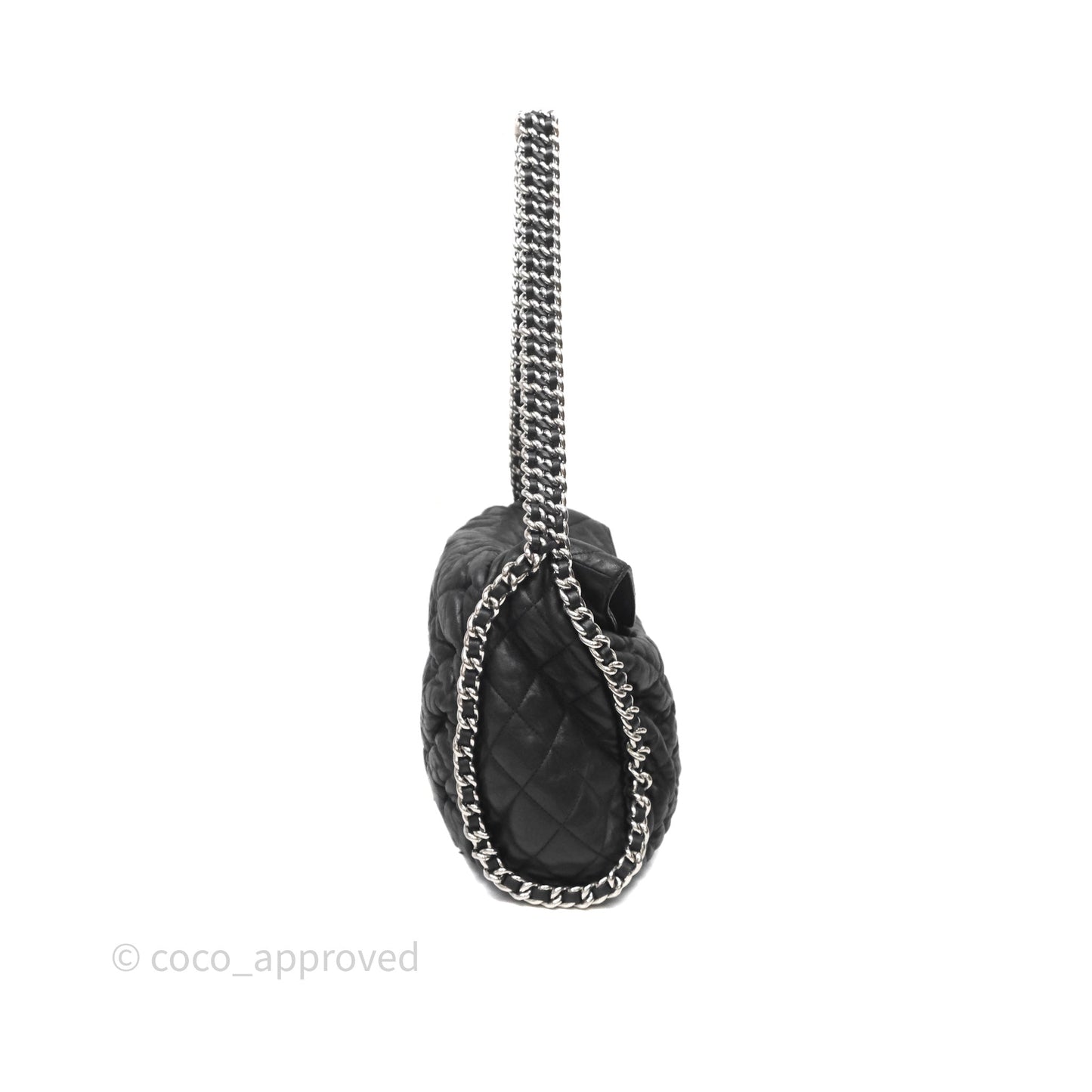 Chanel Chain Around Calfskin Hobo Black Silver Hardware