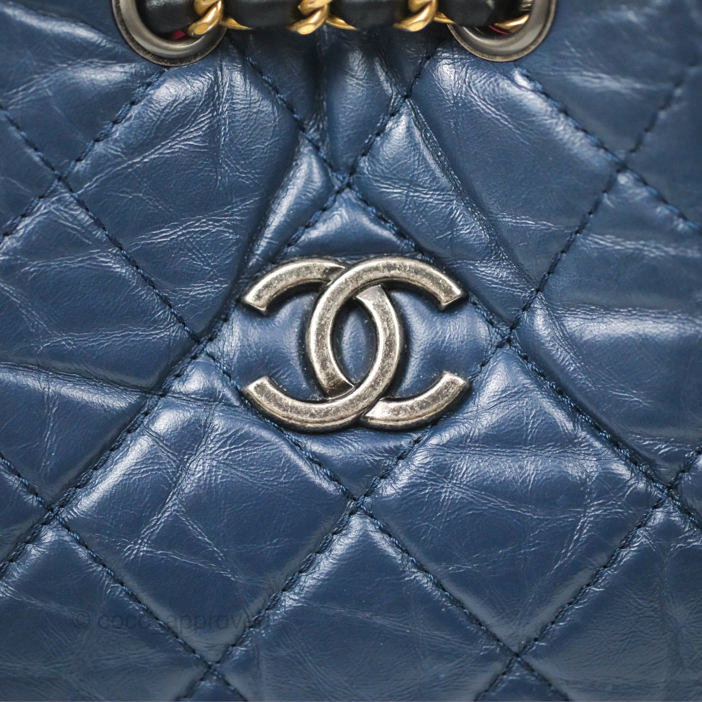 Chanel Small Gabrielle Backpack Navy Black Aged Calfskin