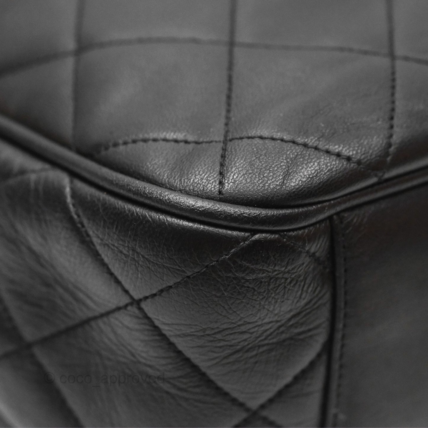 Chanel Vintage Drawstring Bucket Bag Black Lambskin Gold Hardware